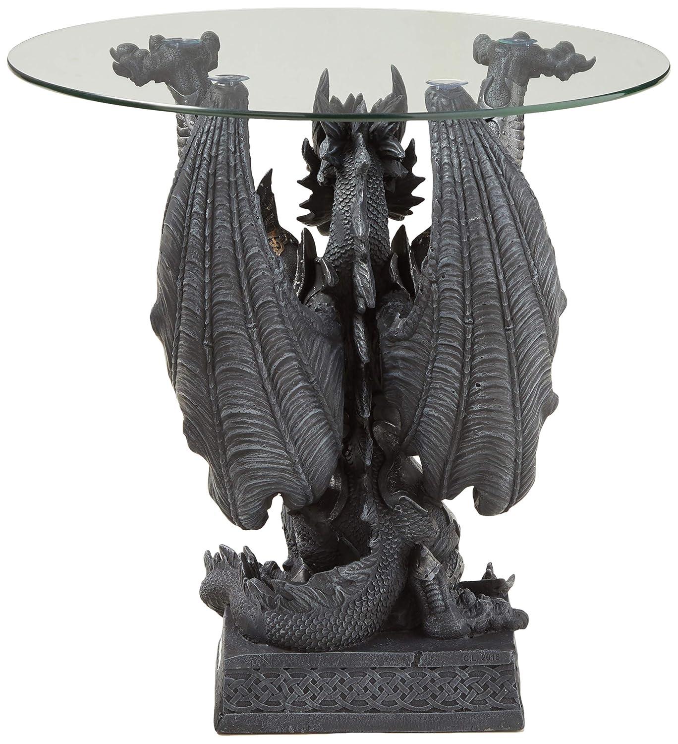 Hastings Warrior Dragon Sculptural Glass-Topped Table