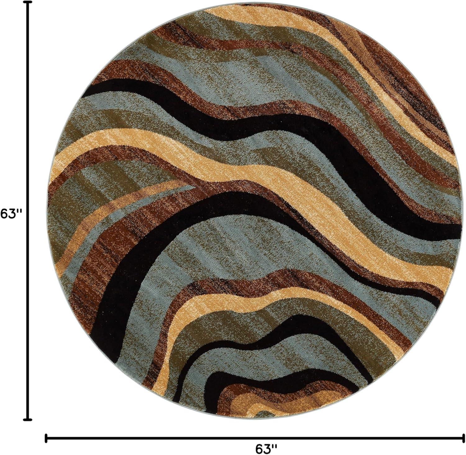 Well Woven Barclay Nirvana Waves Modern Geometric Multi Blue 5'3" x 7'3" Area Rug