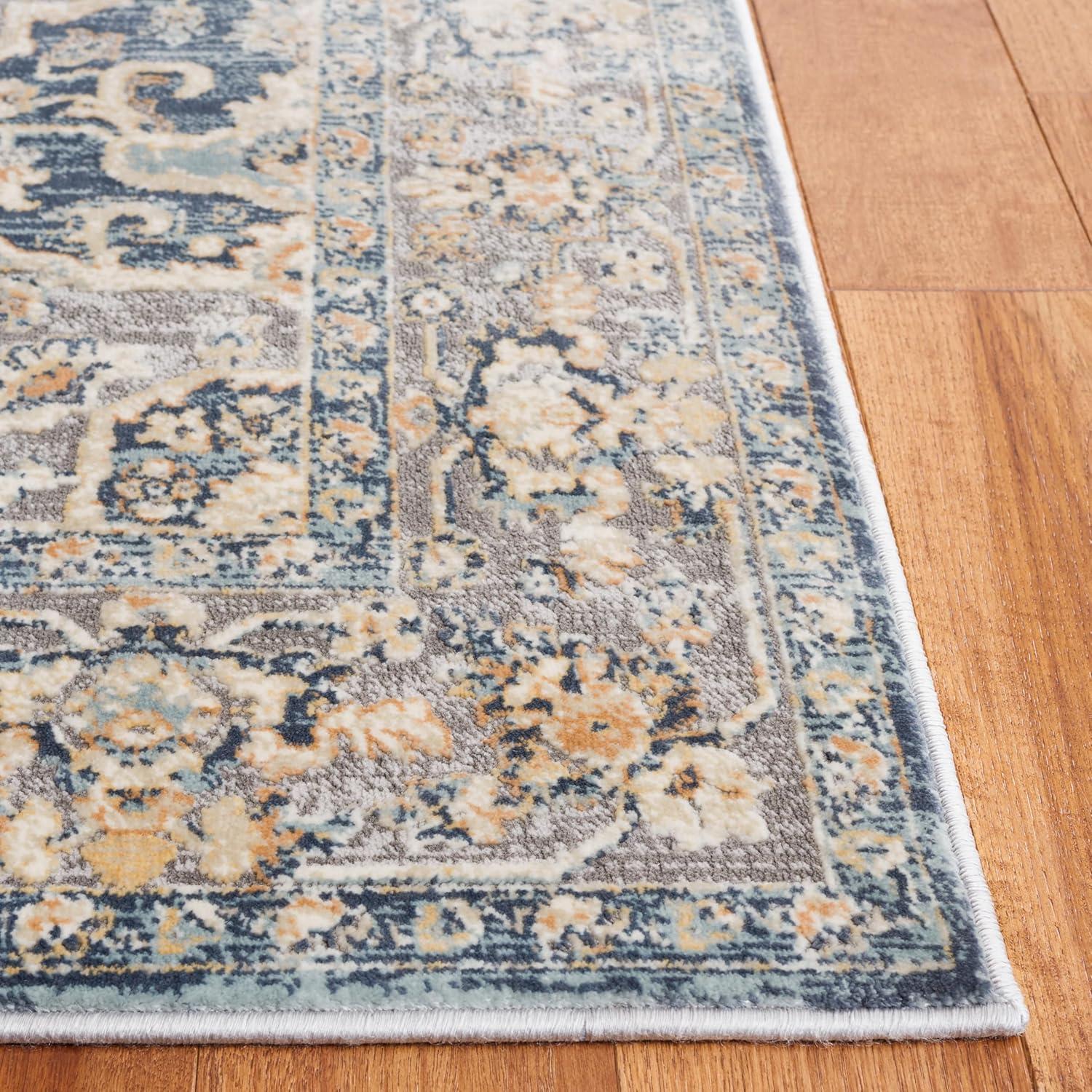 Cosmopolitan 600 CSM684 Power Loomed Indoor Area Rug - Cream/Blue - 9'x12' - Safavieh
