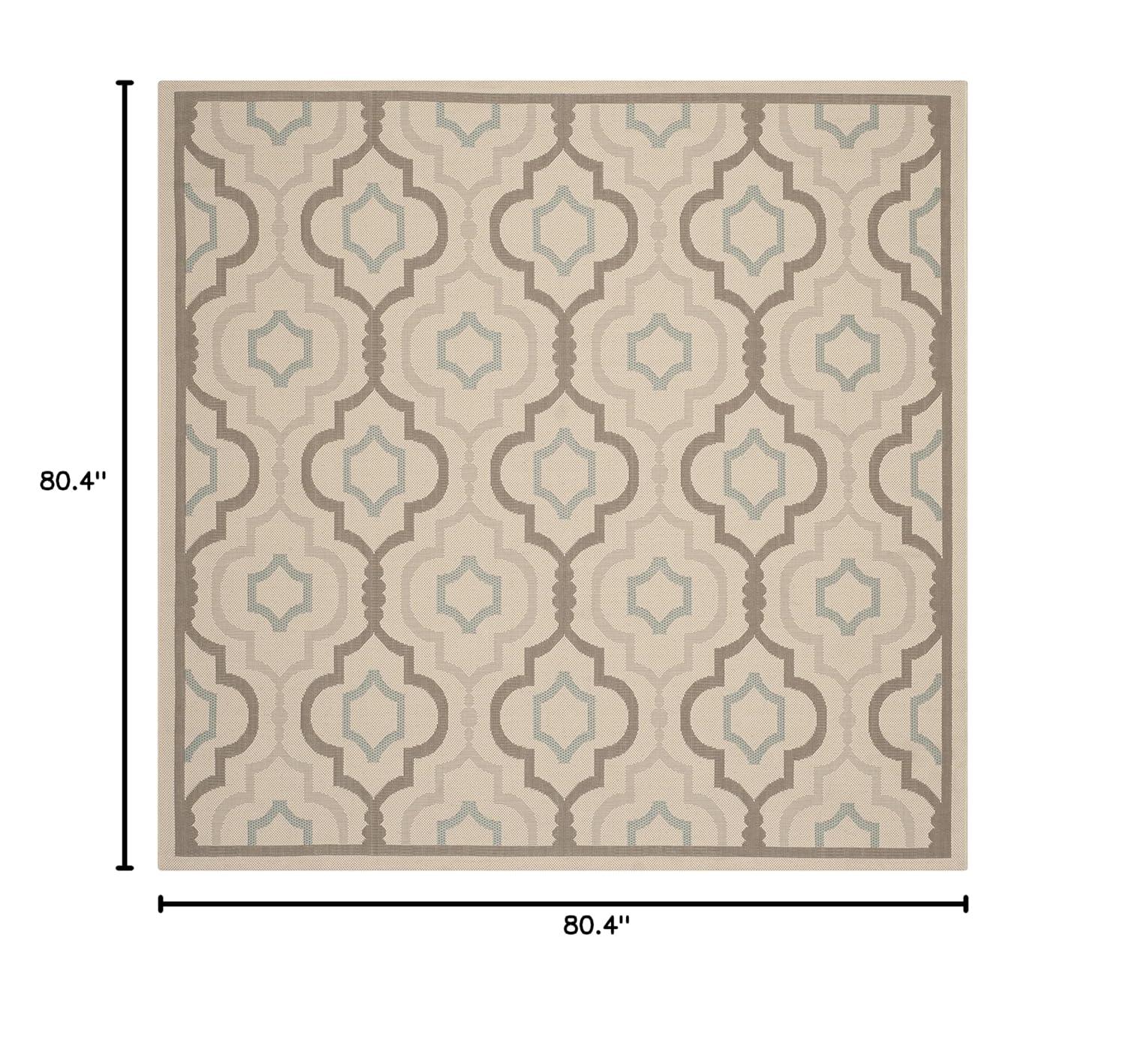 Courtyard CY7938 Power Loomed Indoor and Outdoor Area Rug - Beige/Dark Beig - 6'7"x6'7" - Safavieh