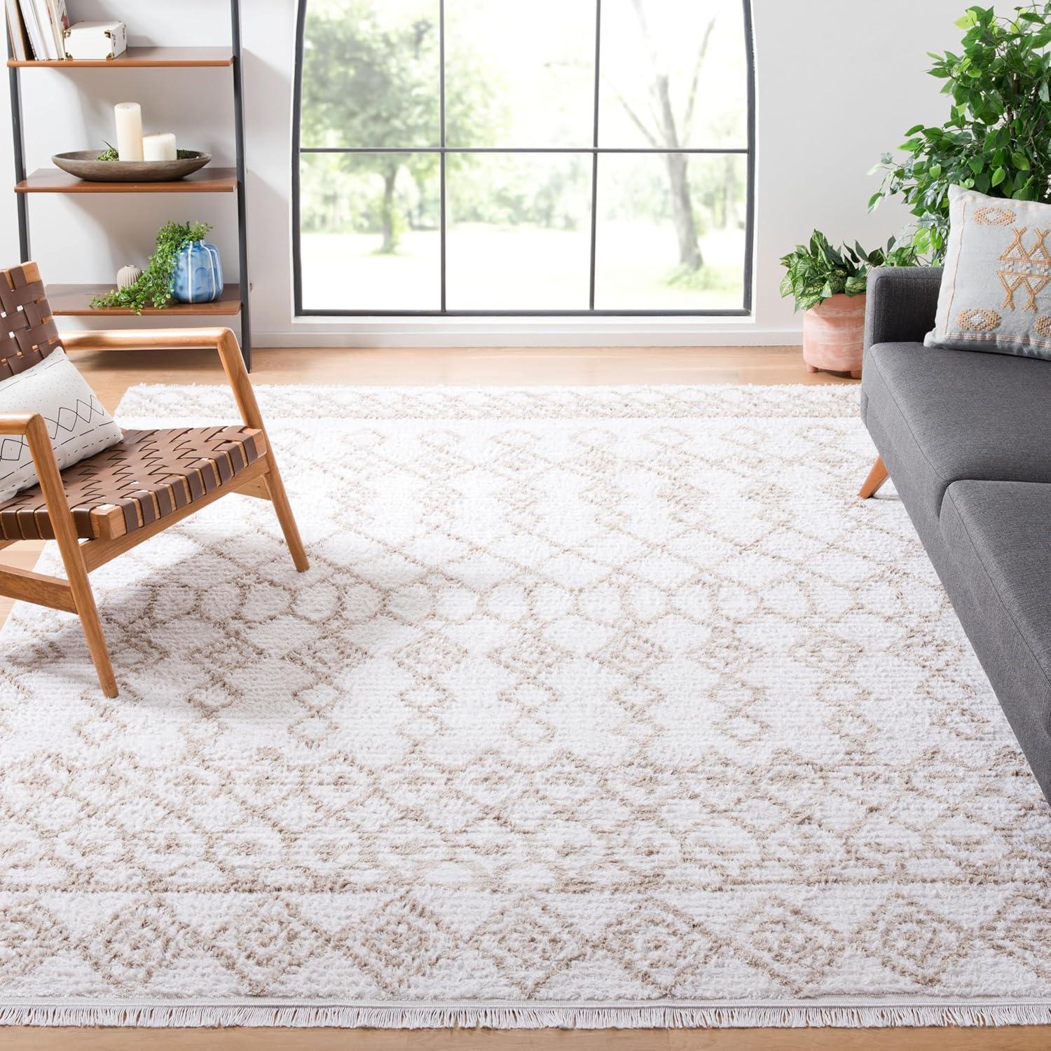 Augustine Nomadic Charm Ivory/Beige 54"x16" Synthetic Area Rug