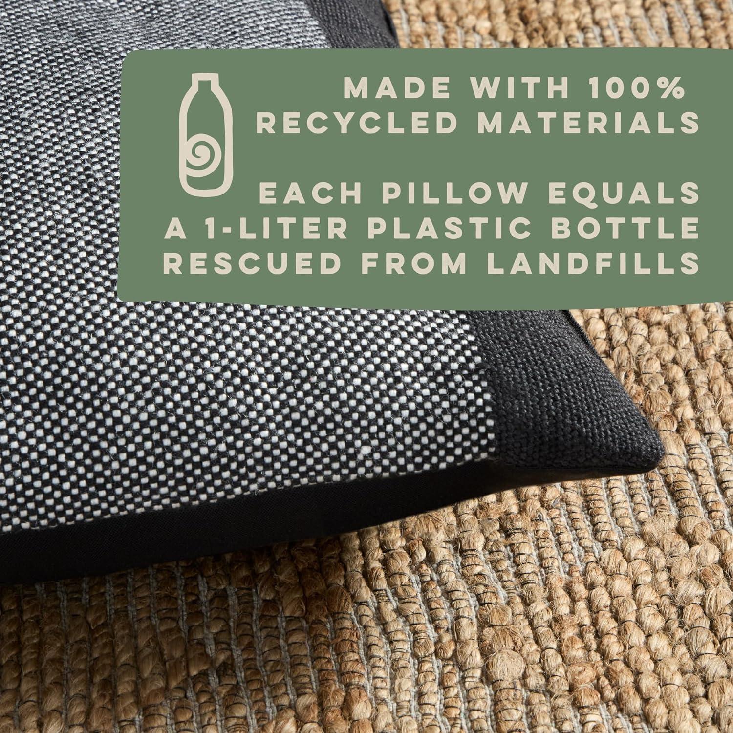 Black and Ivory Square Recycled Material Outdoor Pillow