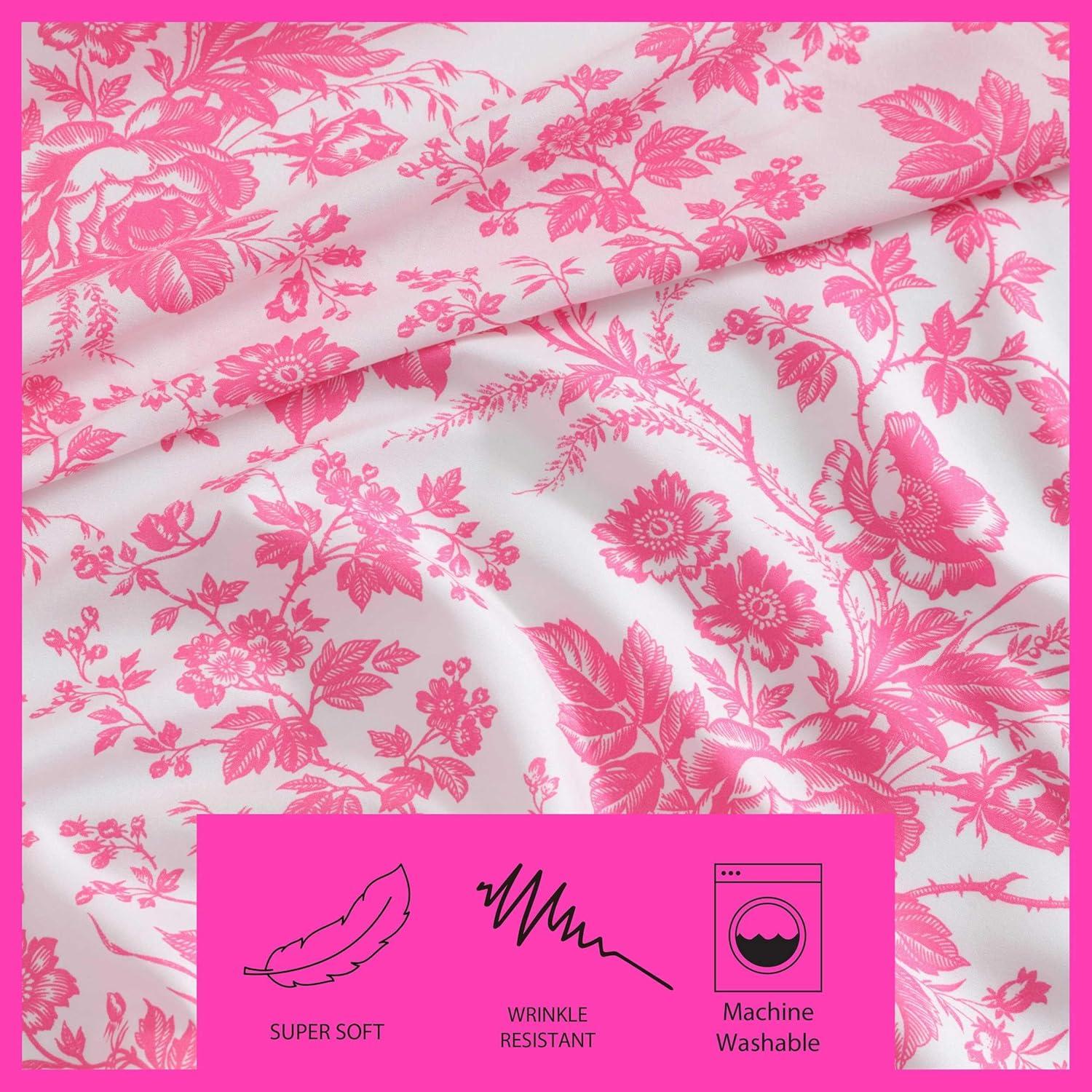 Pink Floral Twin Microfiber Sheet Set