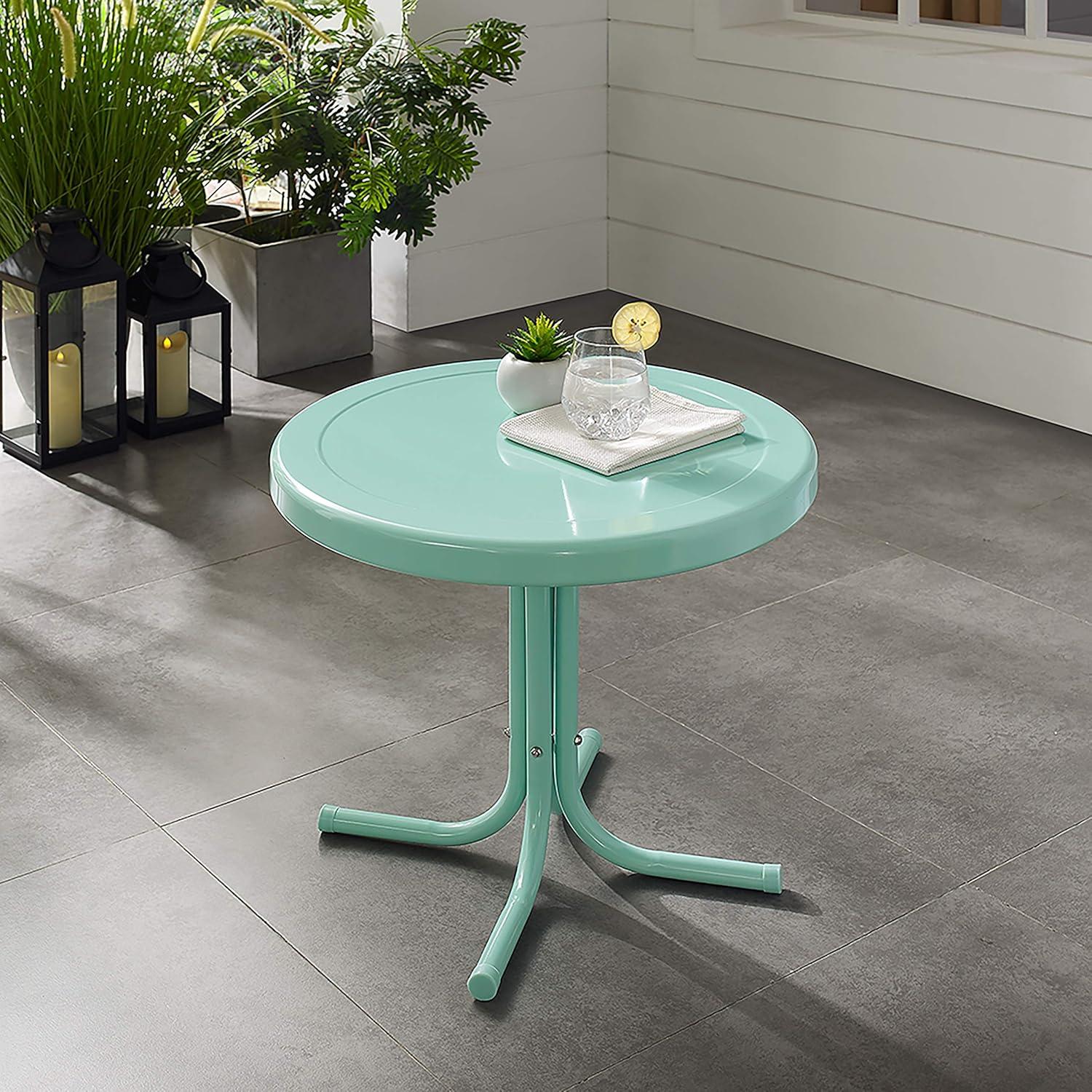 Aqua Retro Metal Round Outdoor Side Table