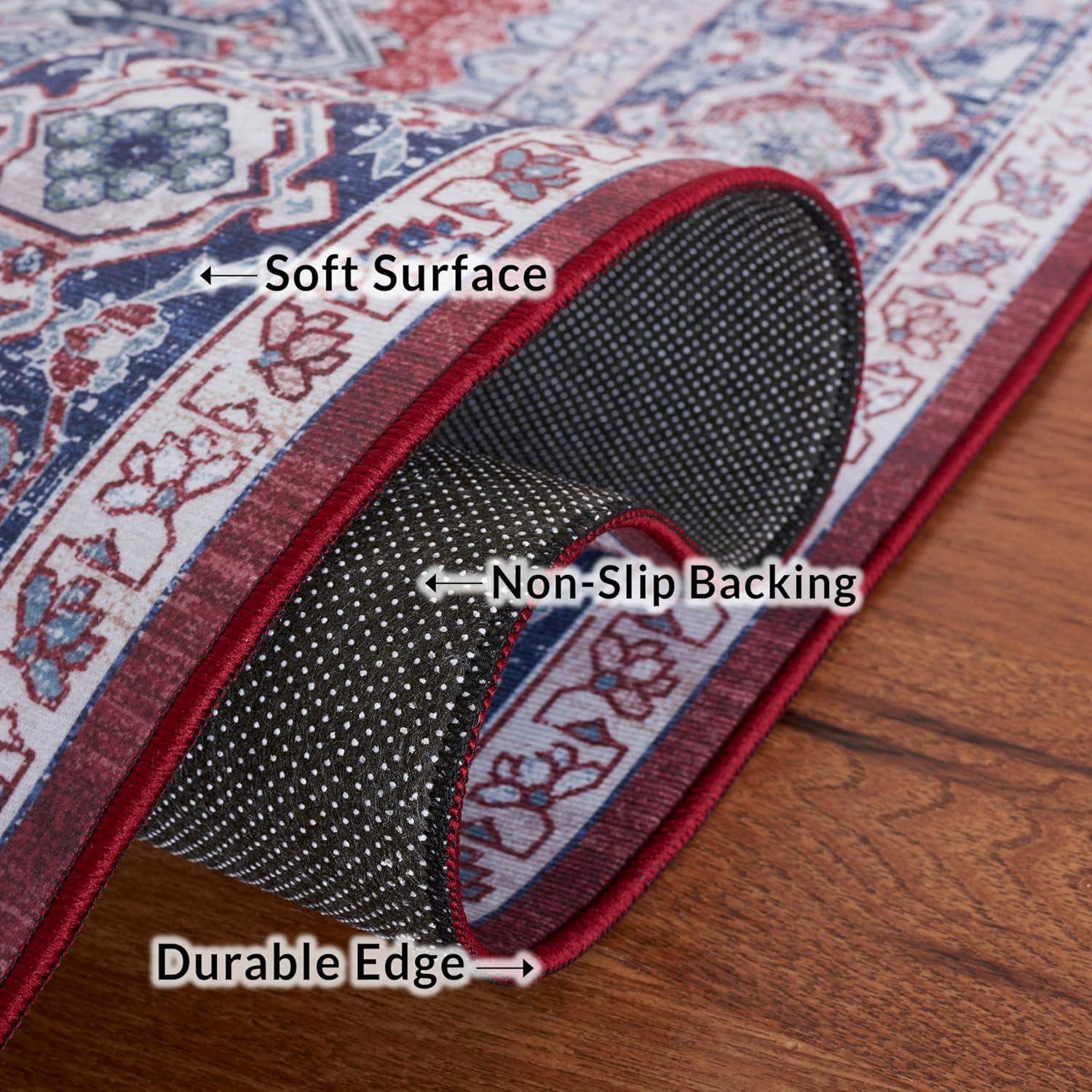 Tucson TSN101 Power Loomed Machine Washable Area Rug - Red/Navy - 8'x10' - Safavieh.
