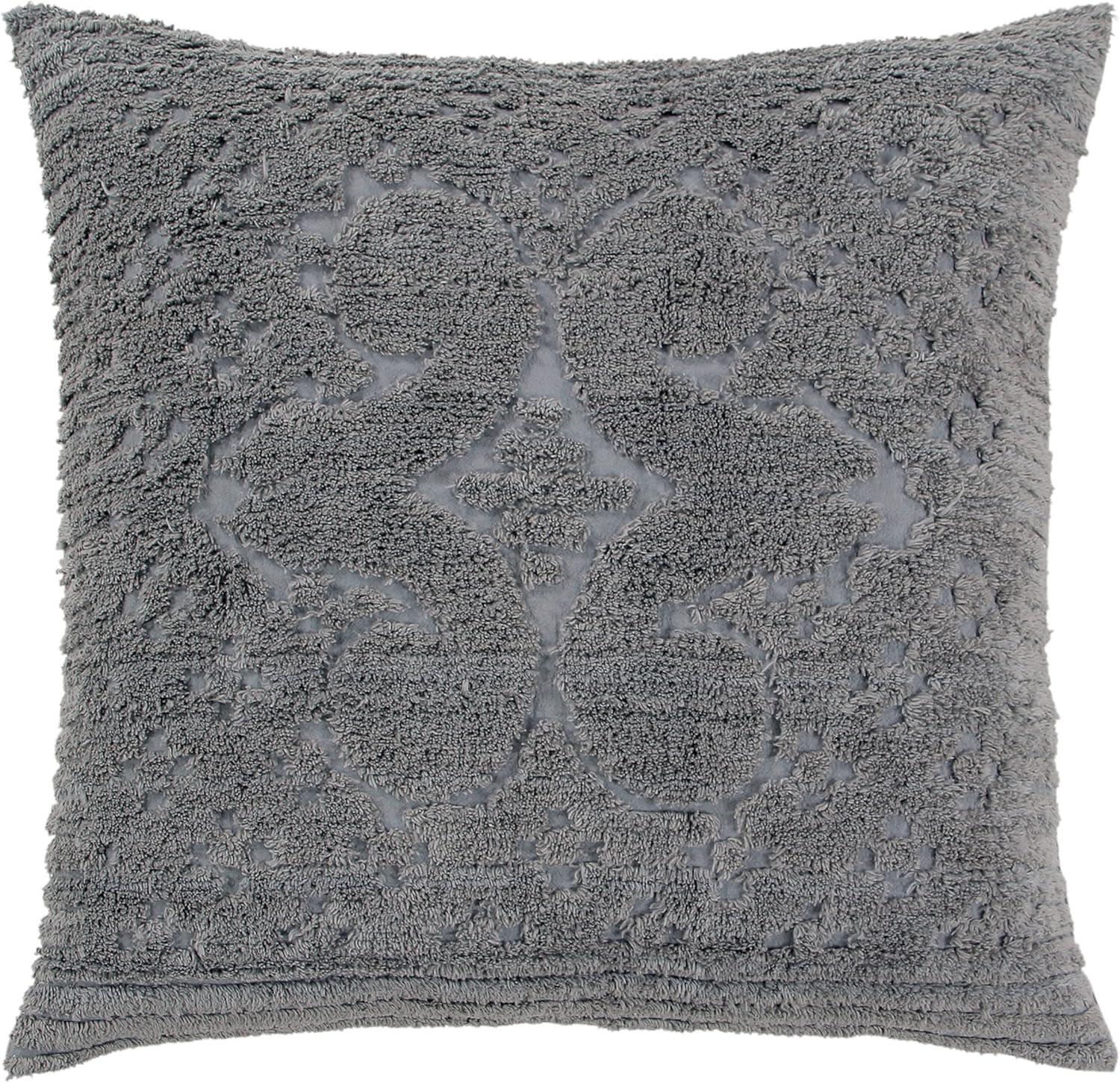 Better Trends Ashton – Luxurious 100% Cotton Tufted Euro Sham in Medallion Design, Super Soft & Lightweight, 26” x 26”, Gray