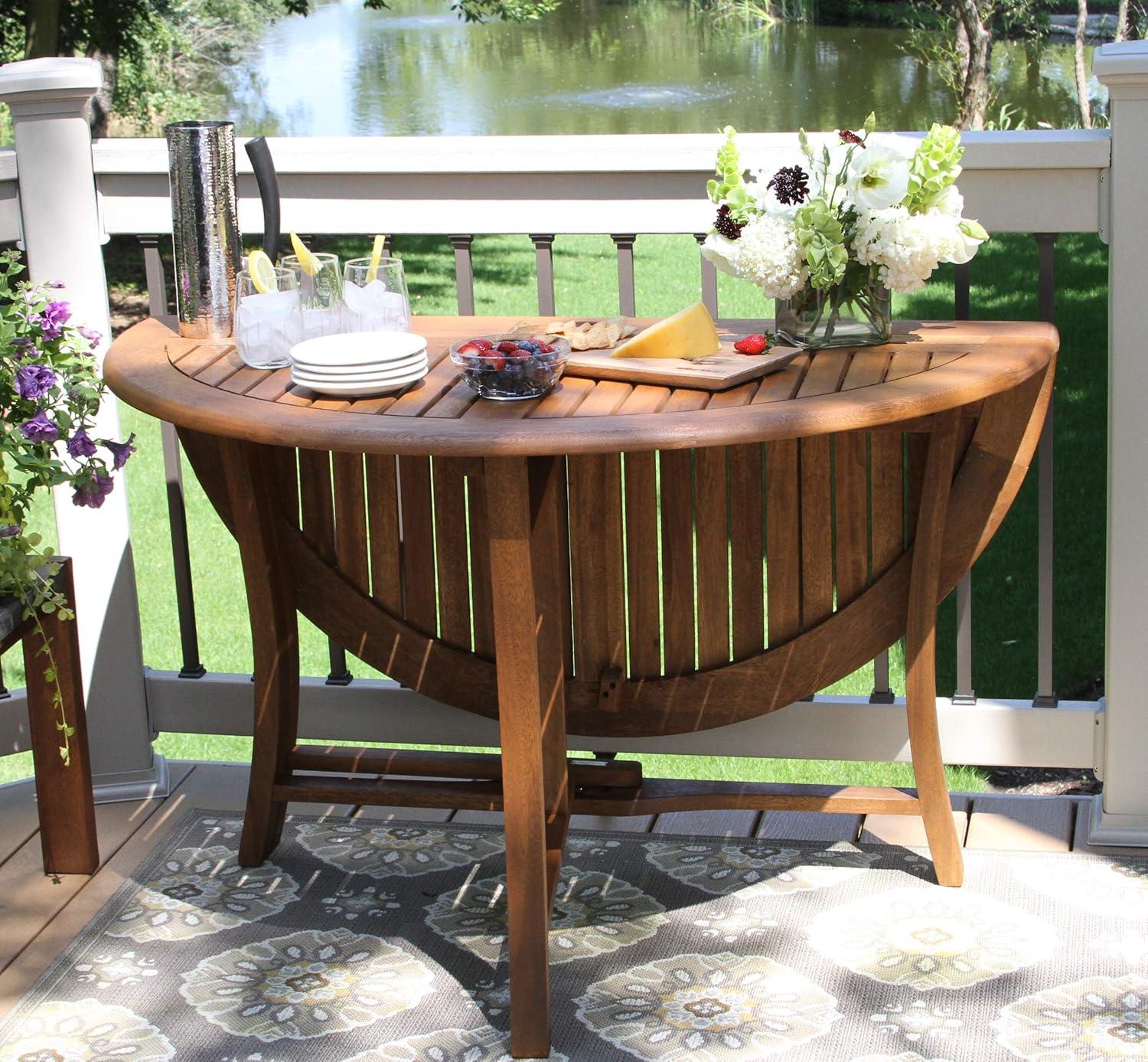 Havenside Home Eilaf 48" Round Eucalyptus Folding Table