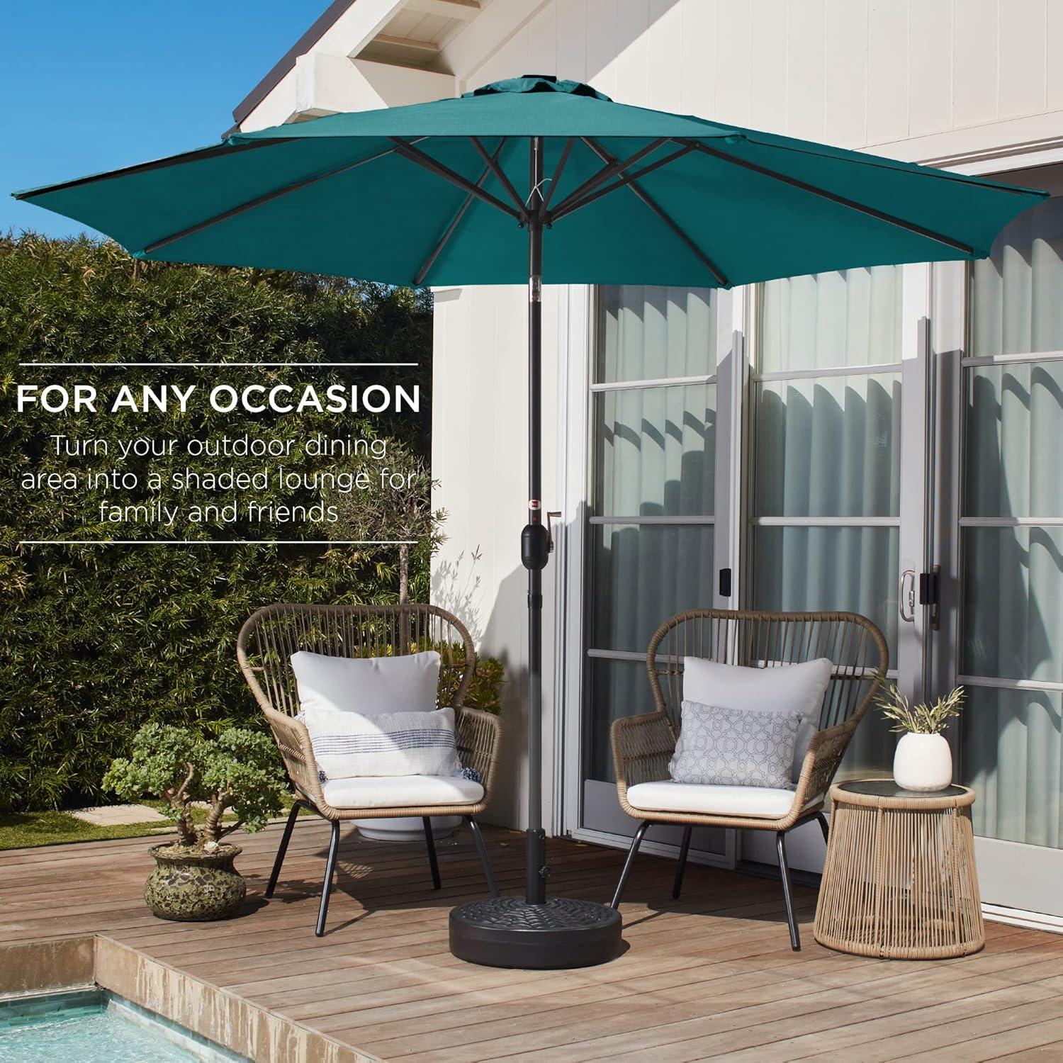 Best Choice Products 10ft Outdoor Steel Market Patio Umbrella w/ Crank, Tilt Push Button, 6 Ribs - Cerulean