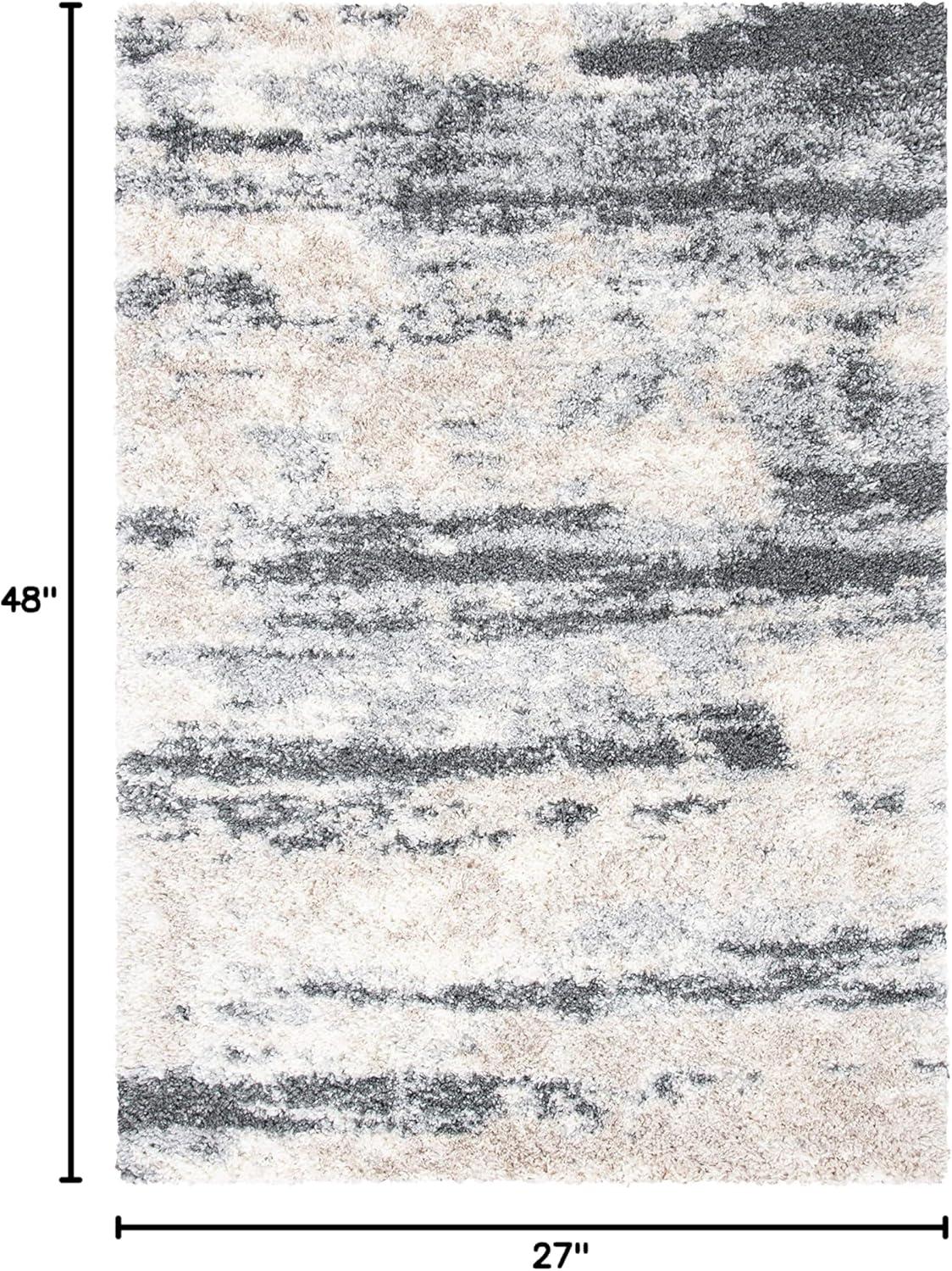 Fontana Shag FNT853 Power Loomed Area Rug - Grey/Ivory - 5'3"x7'6" - Safavieh.