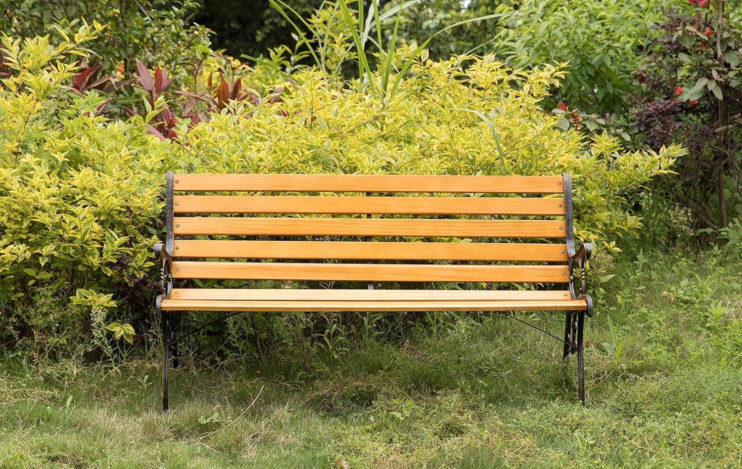 Kambrya Metal/Solid Wood Outdoor Bench