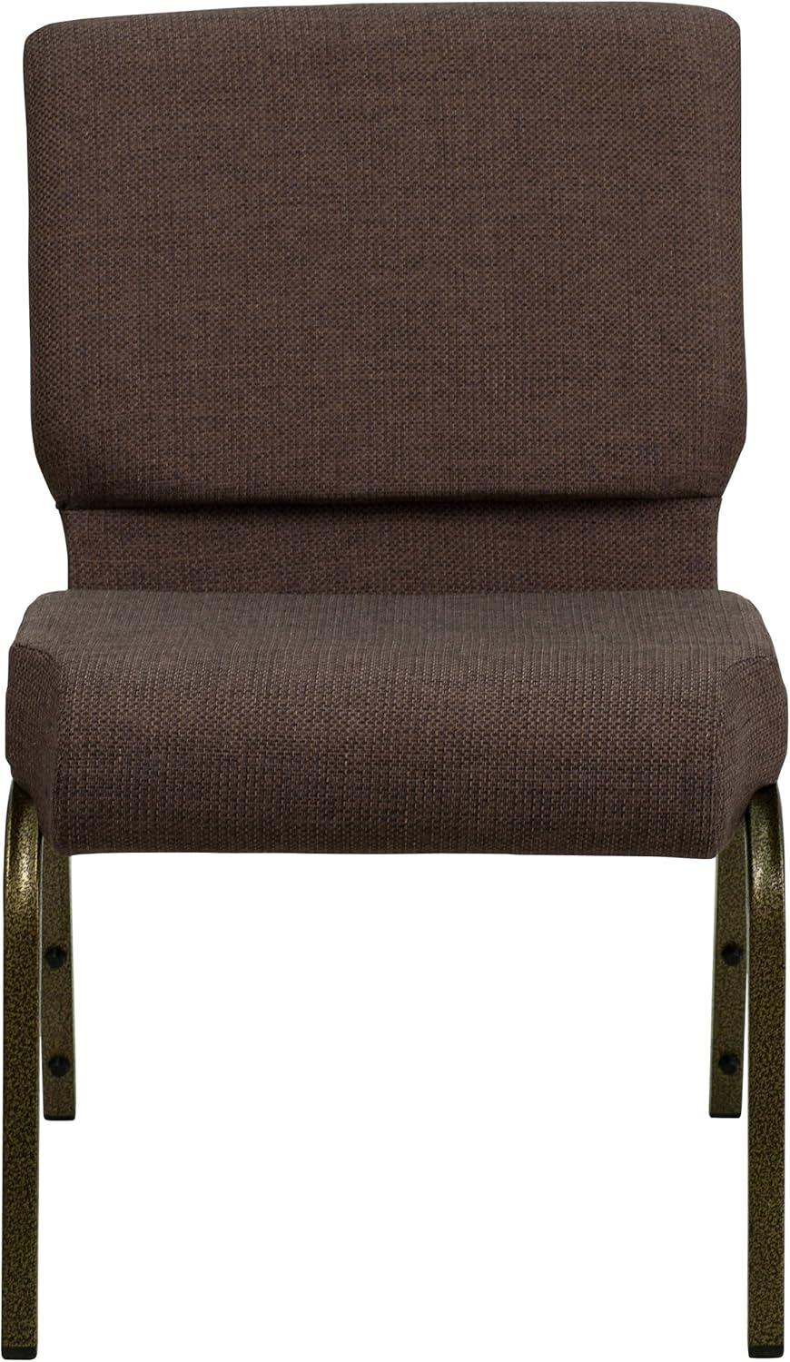 Flash Furniture Hercules Series 21"W Upholstered Adult Church Chair with Book Pouch, Brown