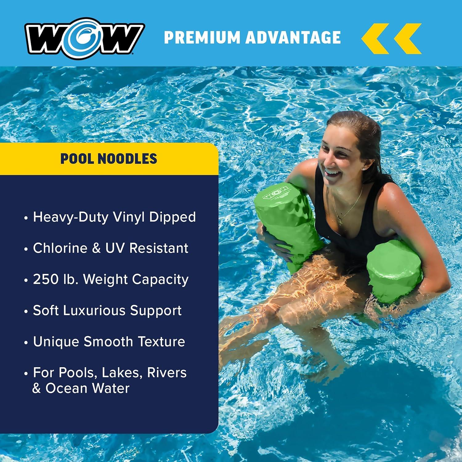 WOW Sports First Class Dipped Soft Foam Pool Noodle, 46 Inches Long - Lime Green