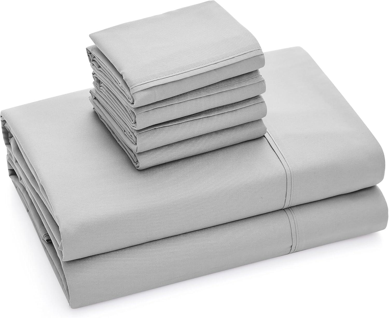 Gray Queen Deep Pocket Microfiber 6-Piece Sheet Set