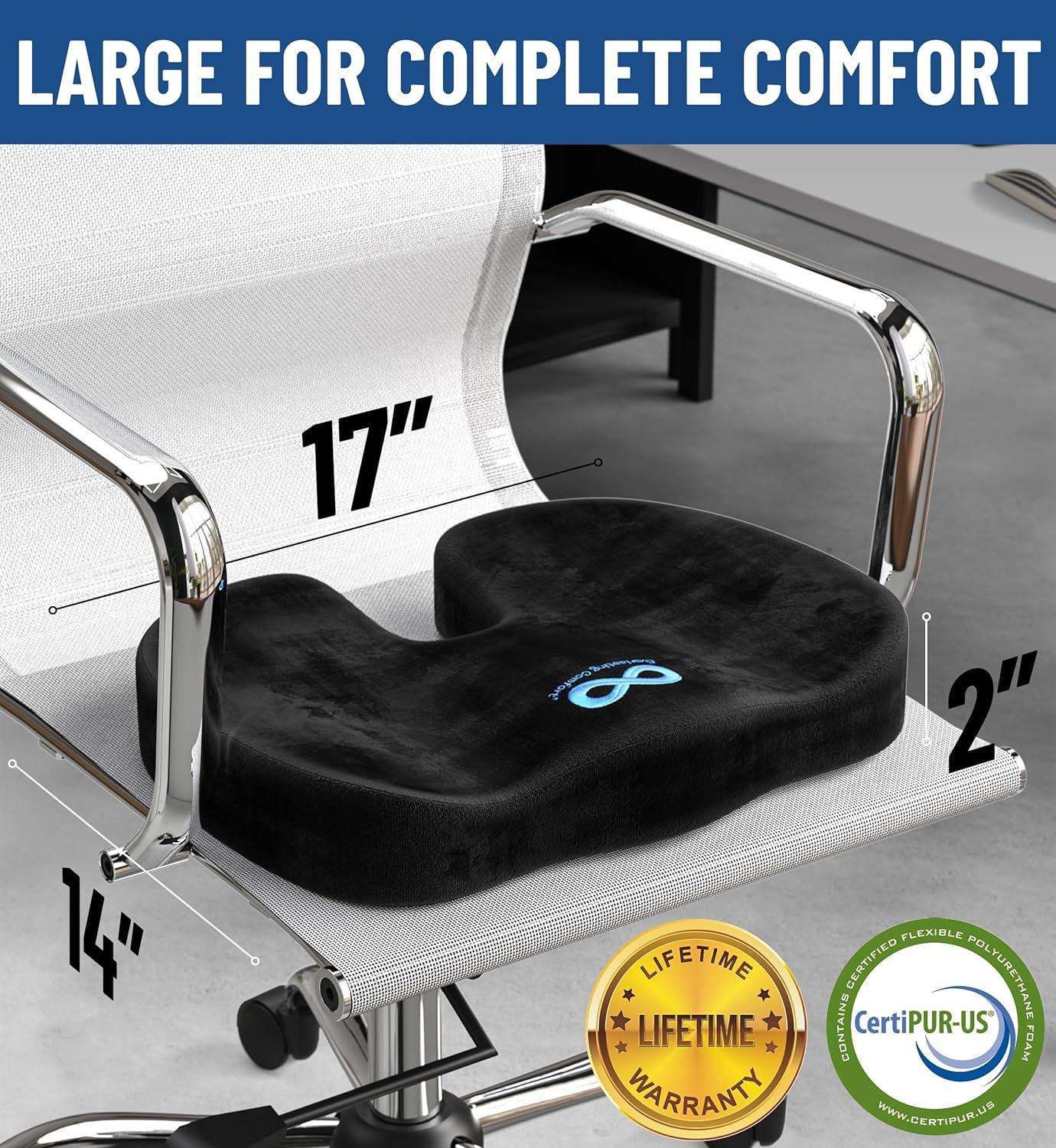 Doctor Recommended Memory Foam Seat Cushion For Office Chairs - HSA FSA Eligible Coccyx Pain Relief Cushion, Sciatica And Back Support, Office Chair Cushion And Car Seat Cushion
