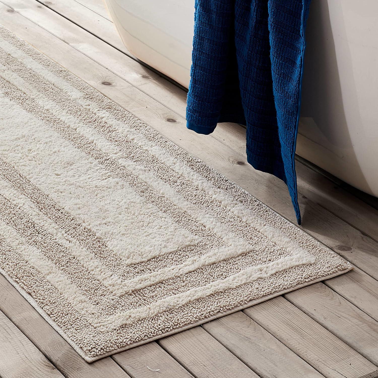 Logan Light Beige Cotton Bath Runner Rug