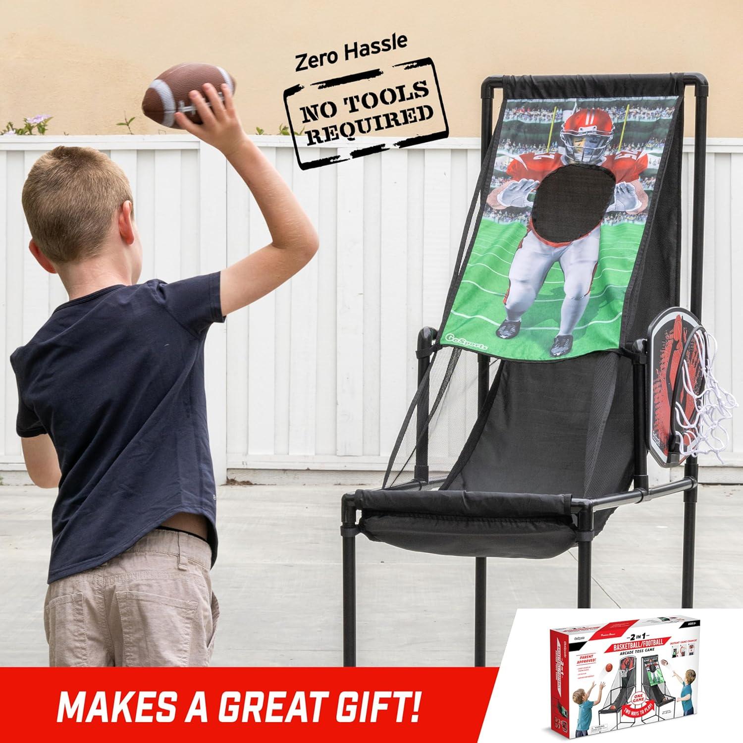 Indoor Outdoor 2-in-1 Basketball and Football Arcade Game Set