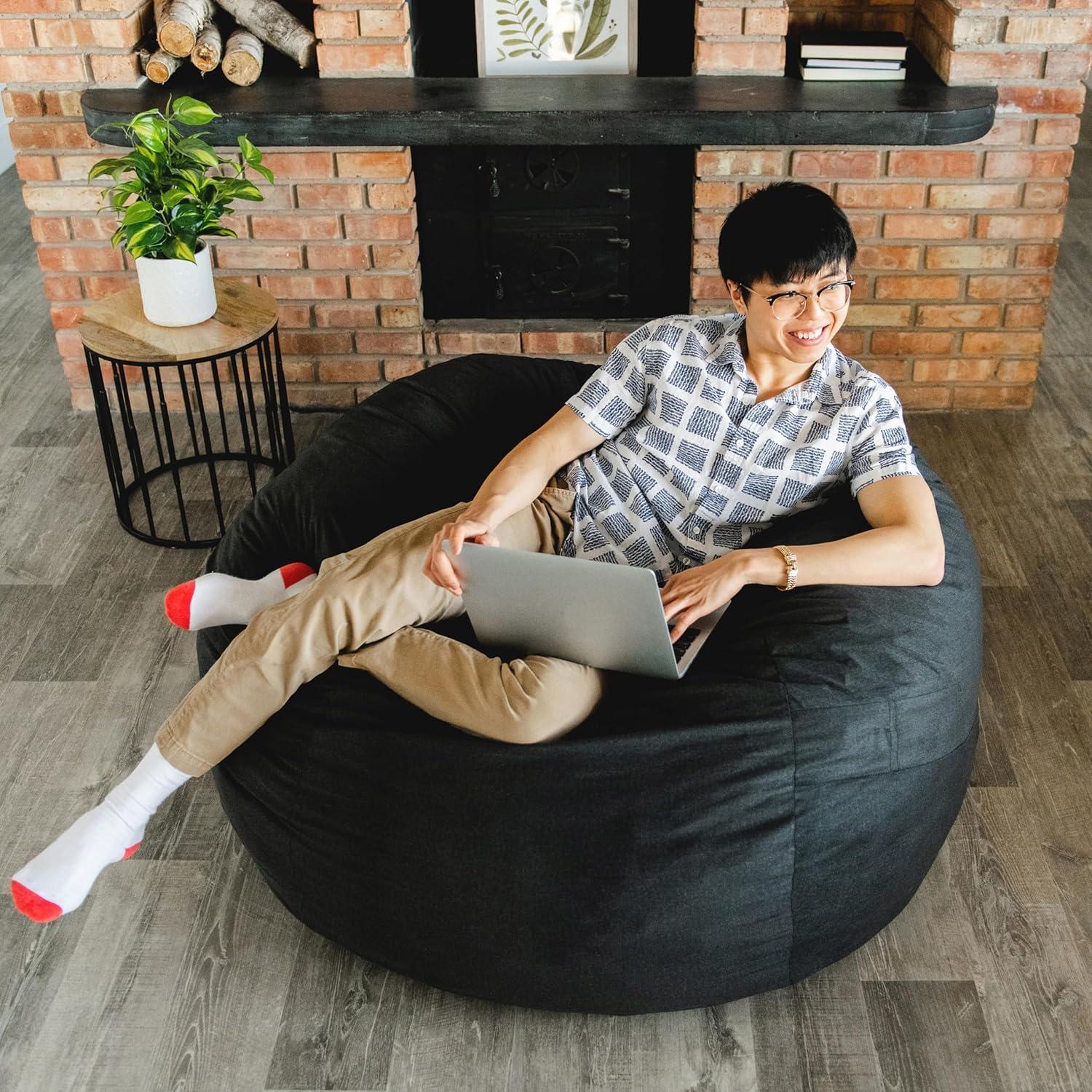 Big Joe Large 4 Foot Foam Filled Bean Bag Chair with Soft Removeable Cover