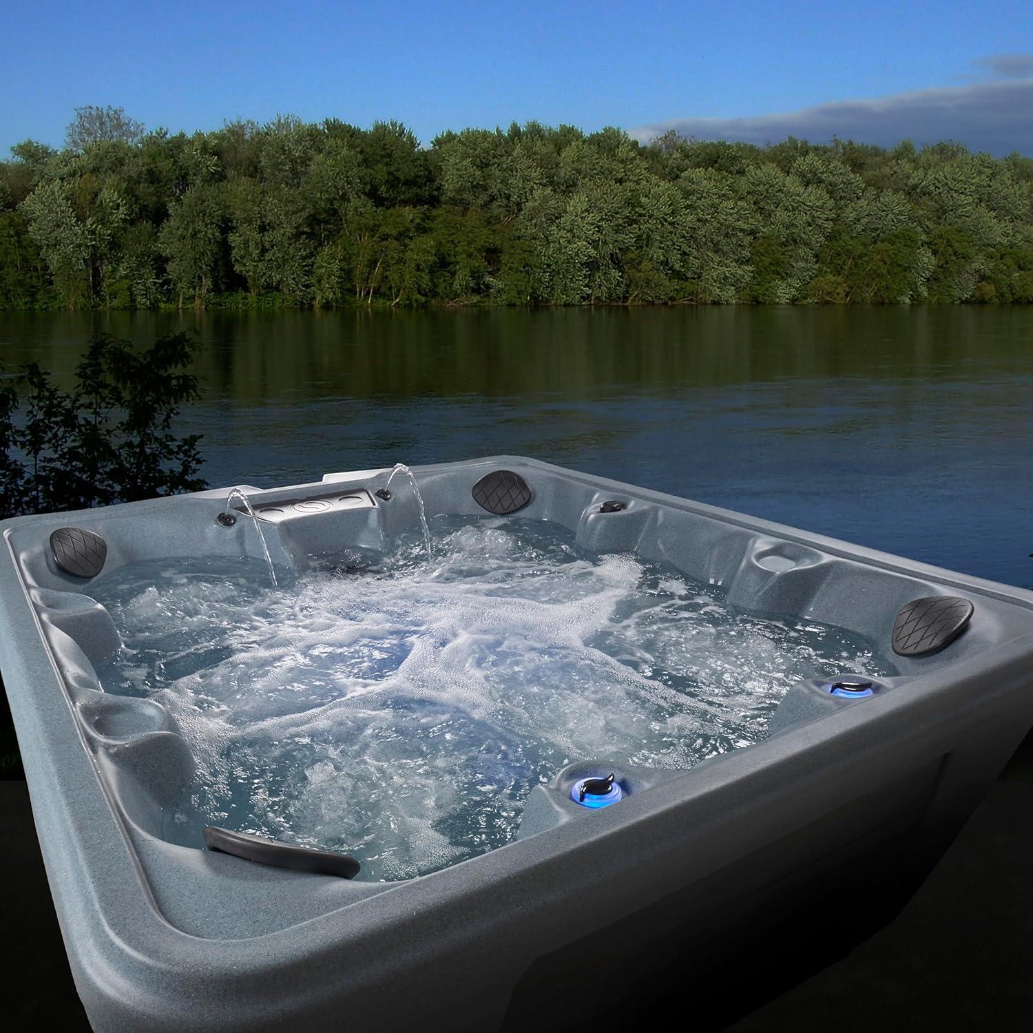 Palm Beach 6-7 Person 30-Jet 82-Port Non-Lounger Outdoor Plug & Play Hot Tub Spa with LED Lighting, Digital Control, Ice Bucket, Stainless Steel Heater, Ozonator, Insulated Cover and Headrests Included