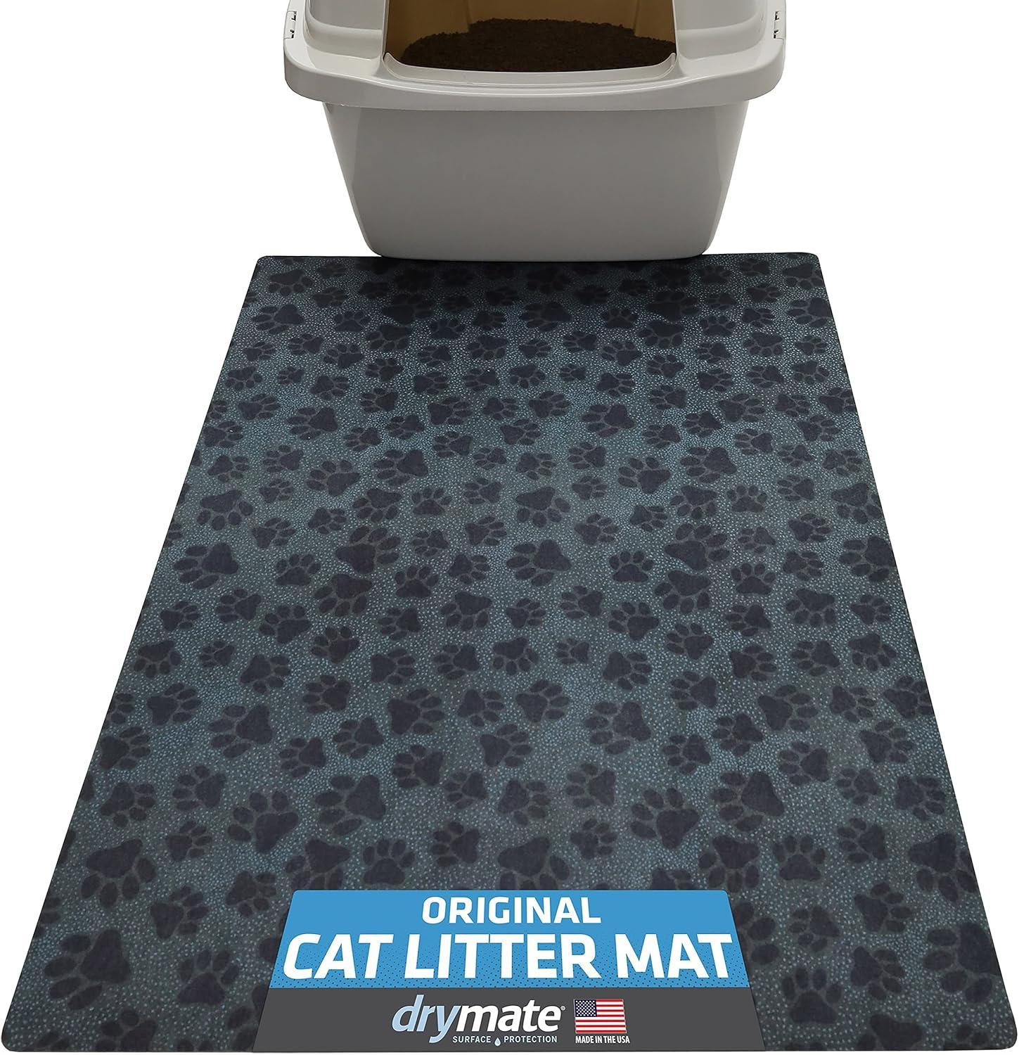Drymate Cat Litter Mat for Litter Box, Protective & Decorative - Absorbent, Waterproof, Machine Washable