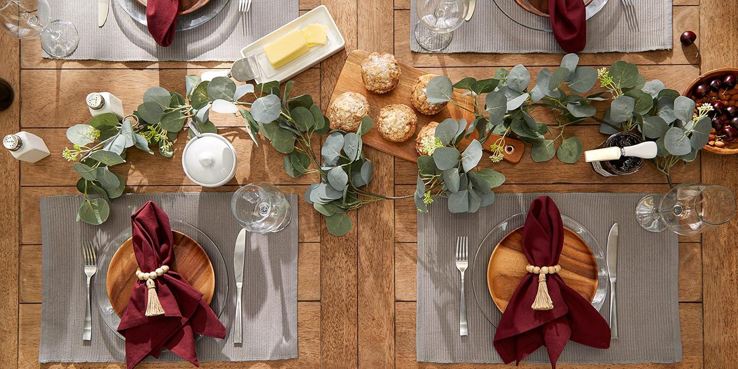 DII Modern Style Cotton Ribbed Placemat in Gray Finish (Set of 6)