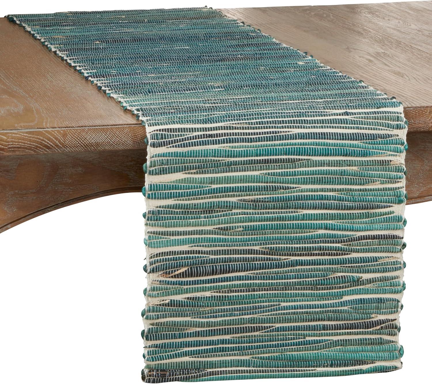 Saro Lifestyle Dinner Table Runner With Water Hyacinth Design, Turquoise, 14" x 54"