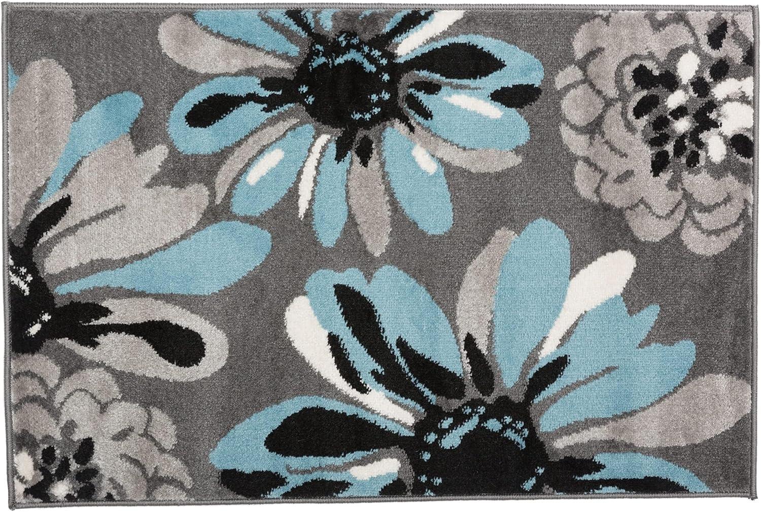 World Rug Gallery Contemporary Modern Flowers Area Rug