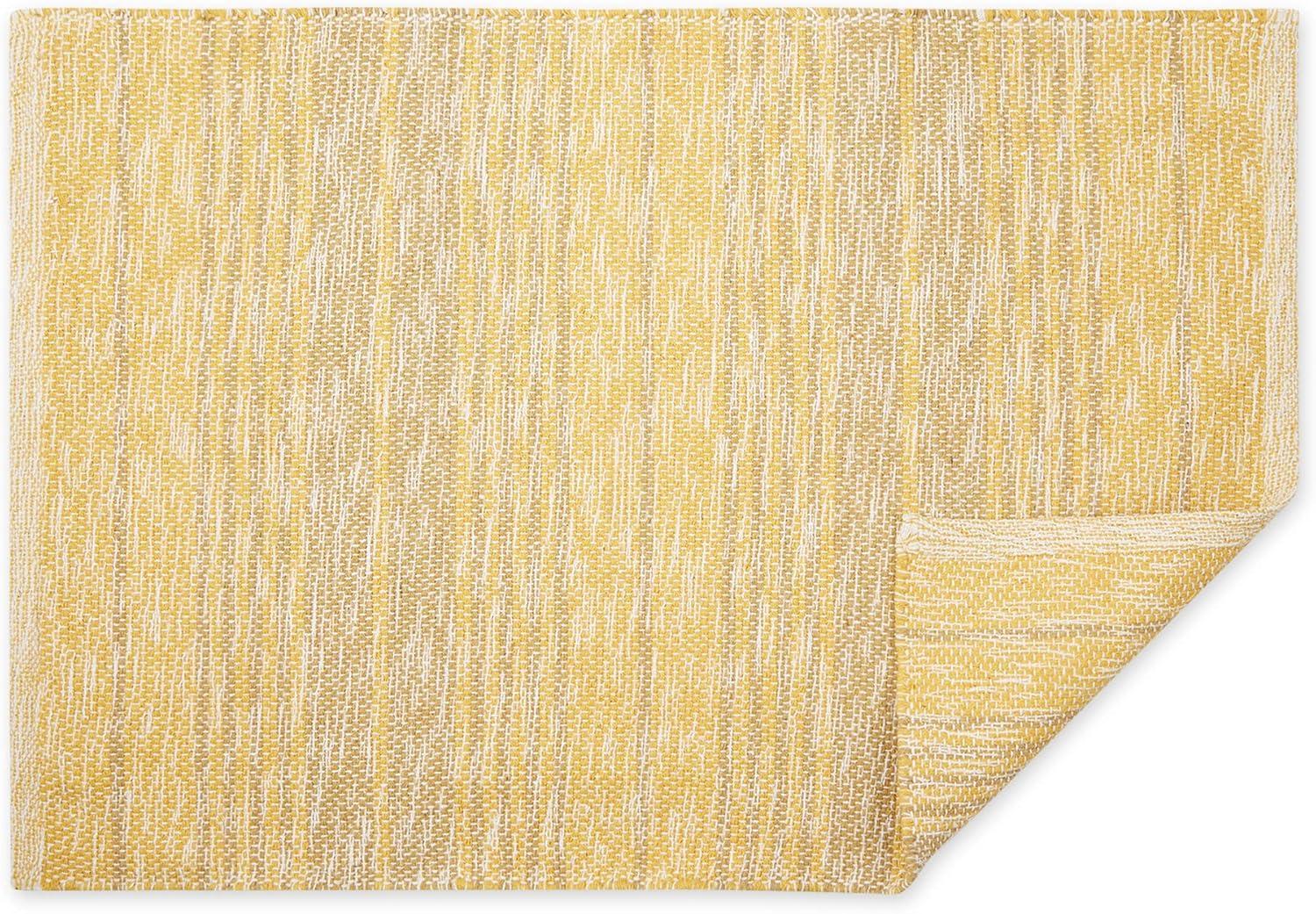 Variegated Honey Gold Stripe Handwoven Recycled Yarn Rug 2x3 Ft