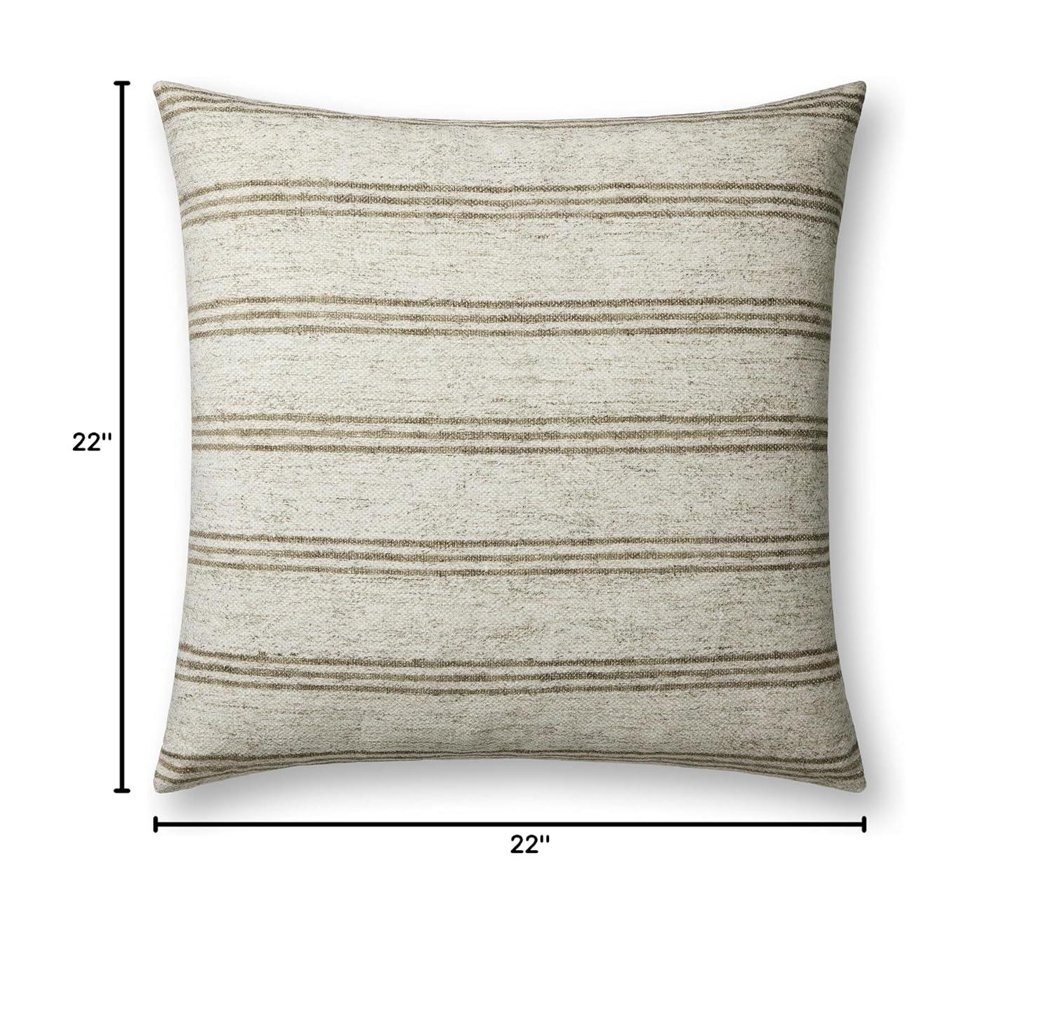 Zephyr Pillow by Amber Lewis x Loloi - Ivory and Olive / 22" x 22" / Down