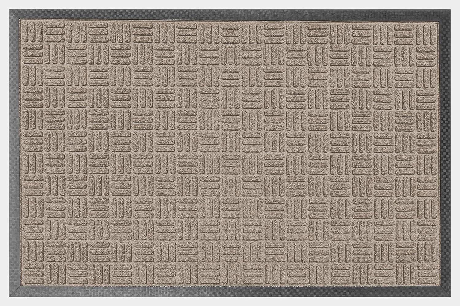 A1HC Indoor Outdoor Mat, Front and Back Entrance Welcome Mats, Front Door Patio Mats 24x36 Inches, Garage Mats, Office Mats, Non-Slip Easy Clean Entrance Washable Large Size Doormat, Beige Criss Cross