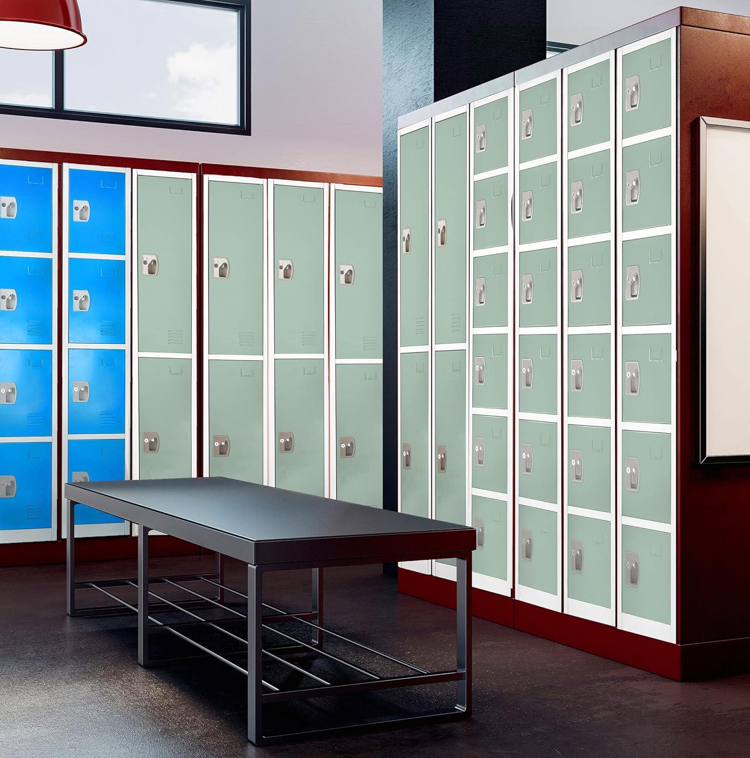 Misty Green 6-Tier Steel Office Locker with Dual Locks