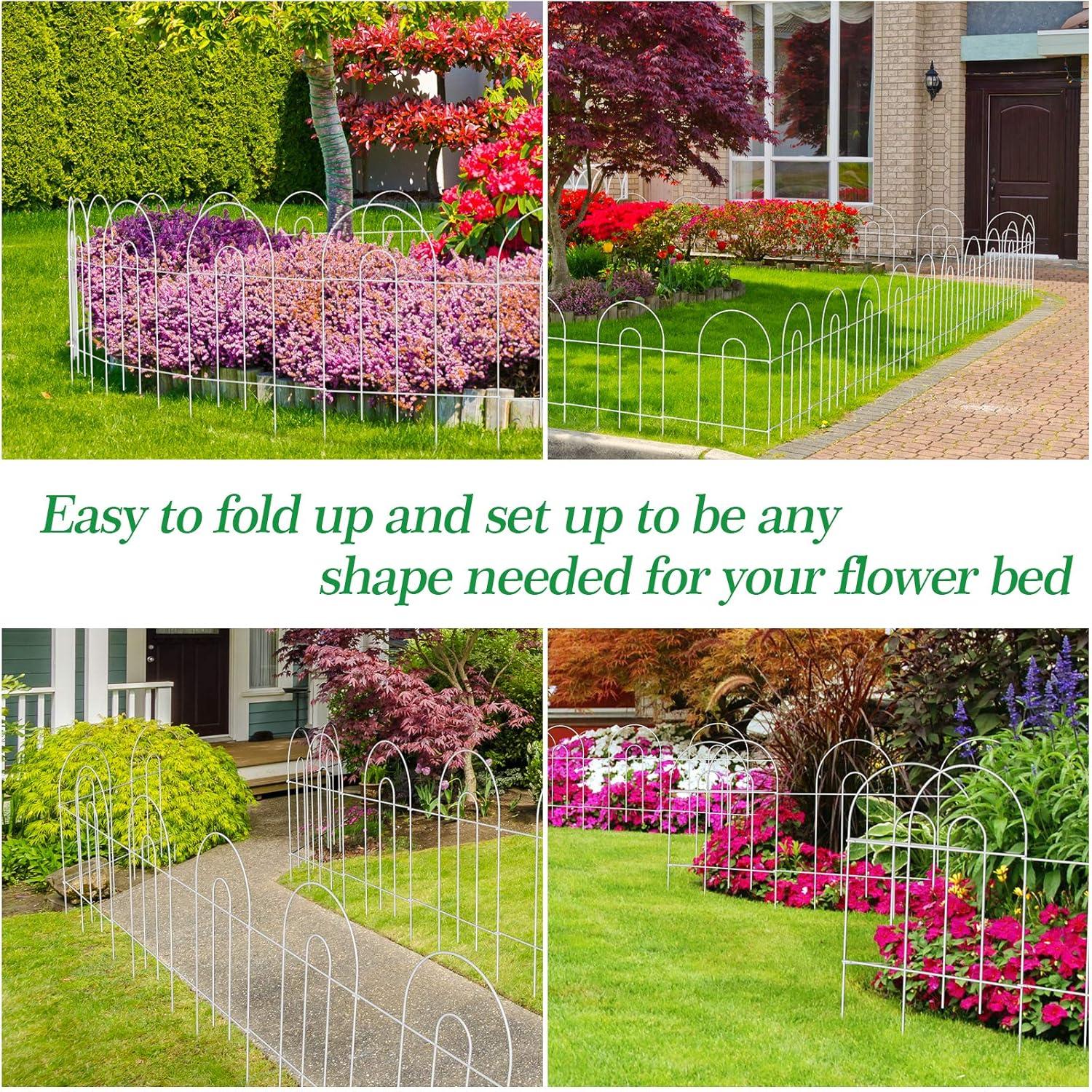 Amagabeli 14 panels Decorative Garden Fences and Borders for Dogs 32in(H)×20ft(L) No Dig Metal Fence (Set of 14)