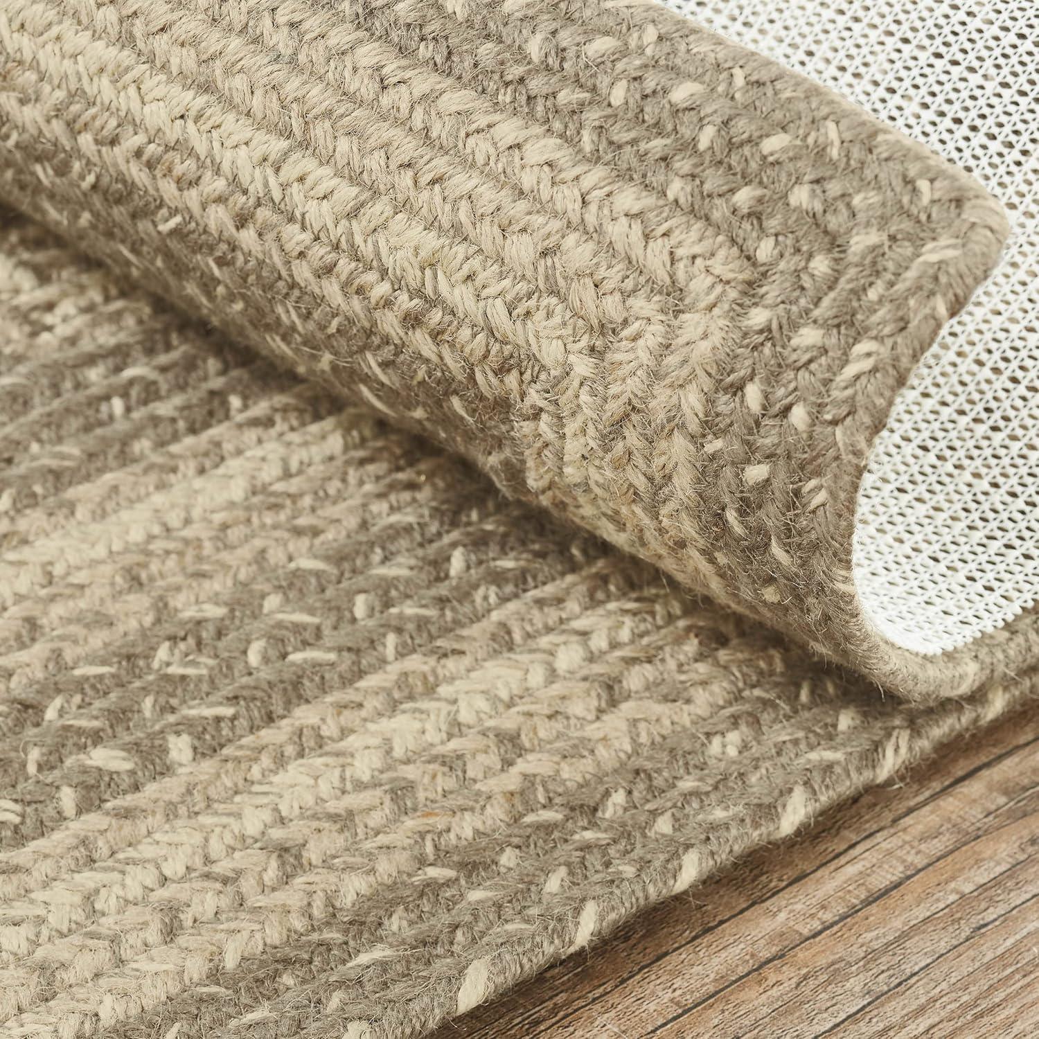 VHC Brands Cobblestone Stair Tread, Jute Blend, Rect, Tan Grey White, 8.5 x 27 inches