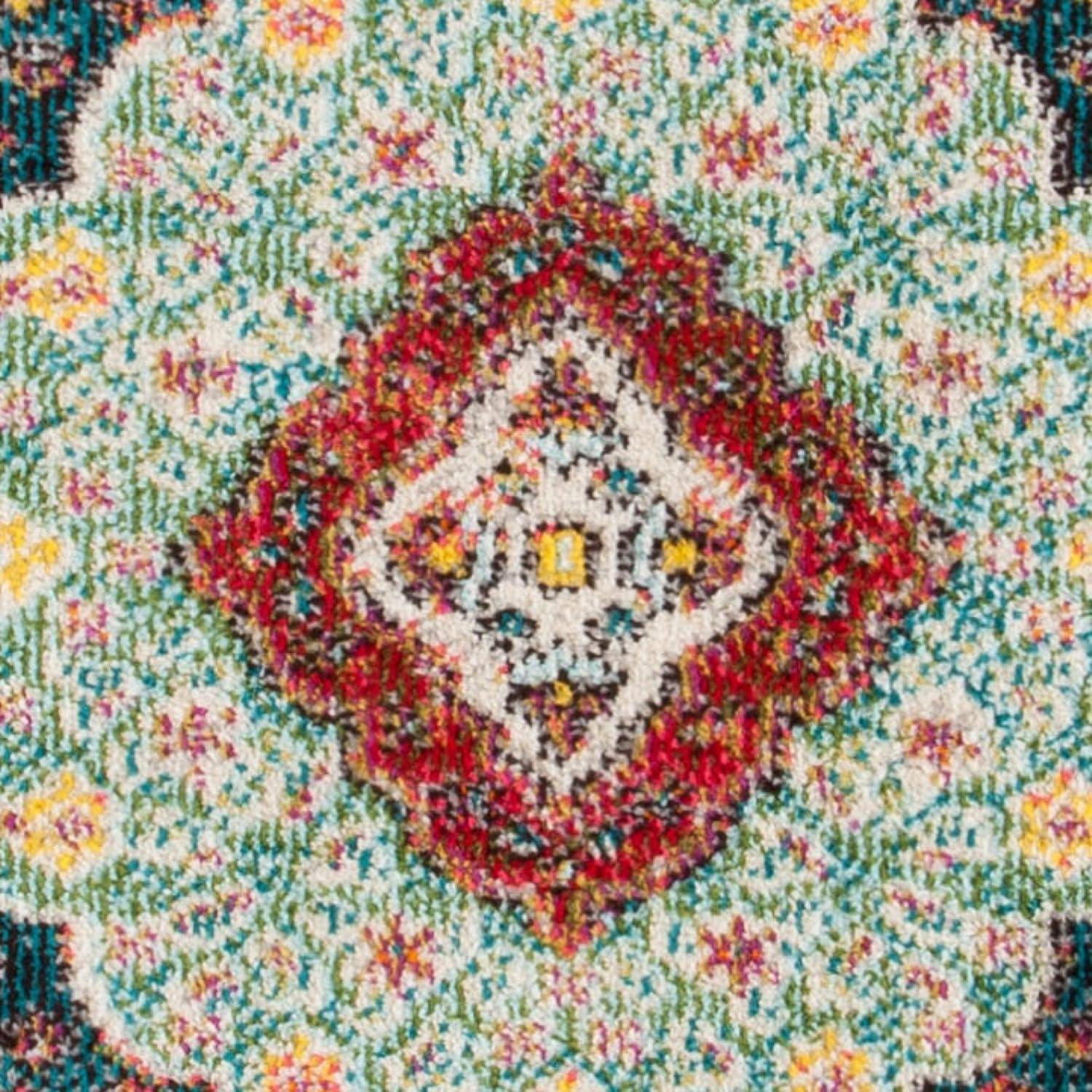 Madison 200 MAD252 Power Loomed Indoor Area Rug - Navy/Turquoise - 6'7"x6'7" - Safavieh