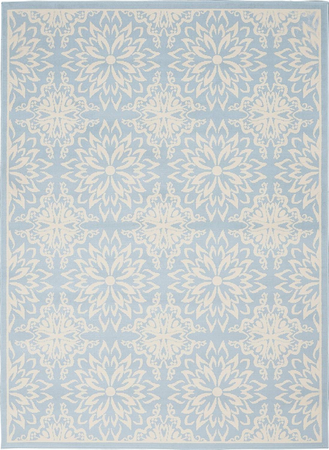 Nourison Jubilant Floral Ivory/Light Blue 6' x 9' Area Rug, (6x9)