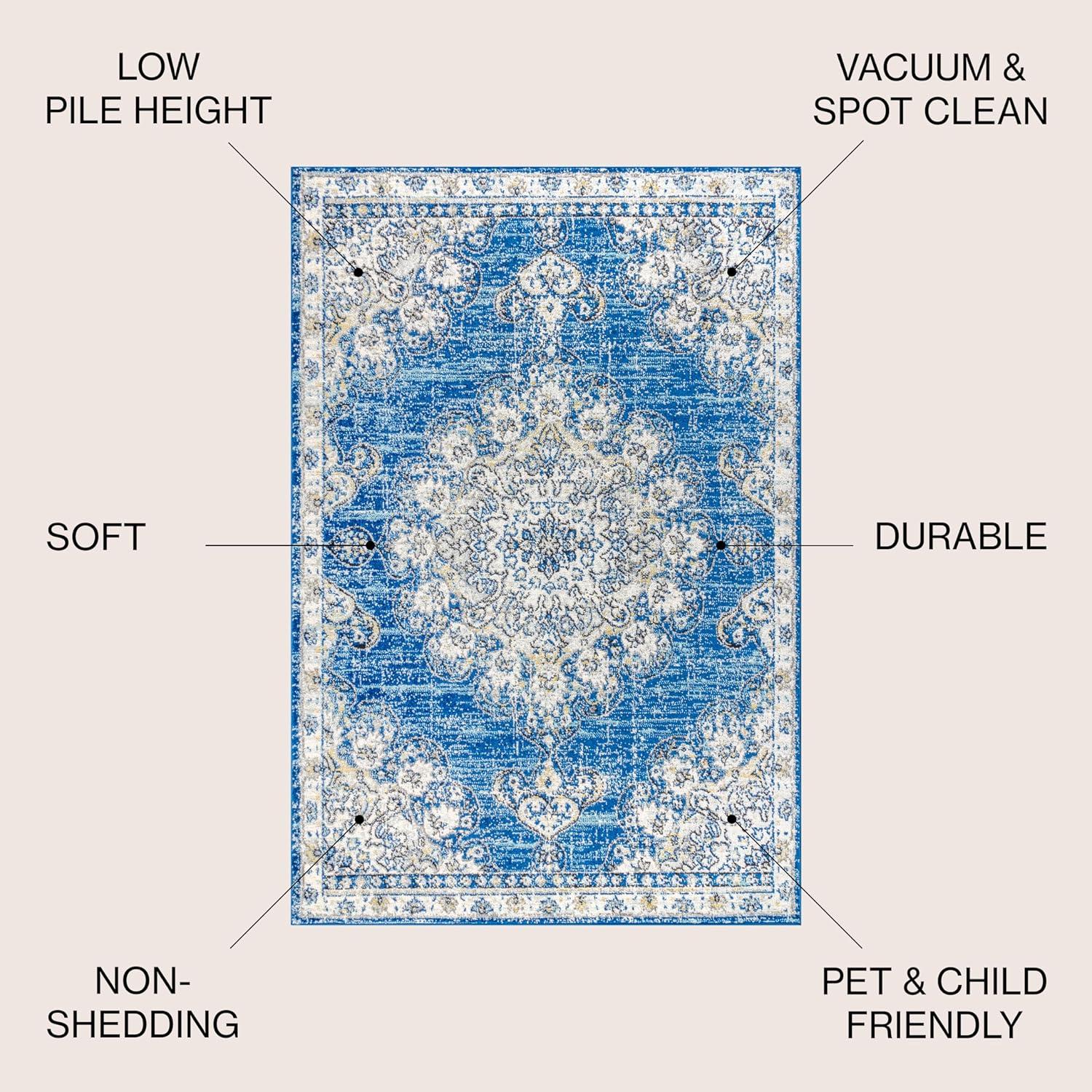 JONATHAN Y Bohemian FLAIR Boho Vintage Medallion Blue/Cream 4 ft. x 6 ft. Area Rug