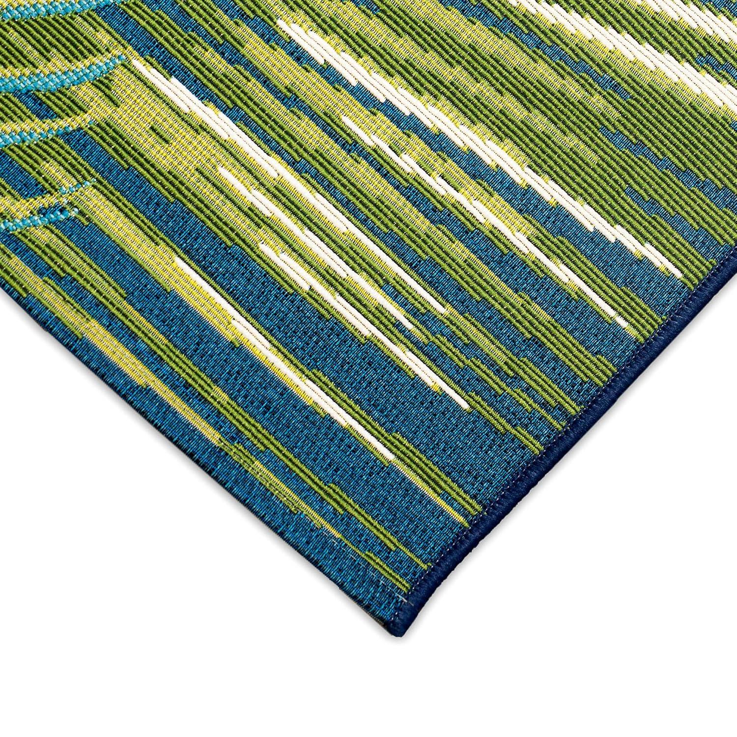 Liora Manne Marina Palm Border Indoor/Outdoor Rug Navy 8'10" x 11'9"