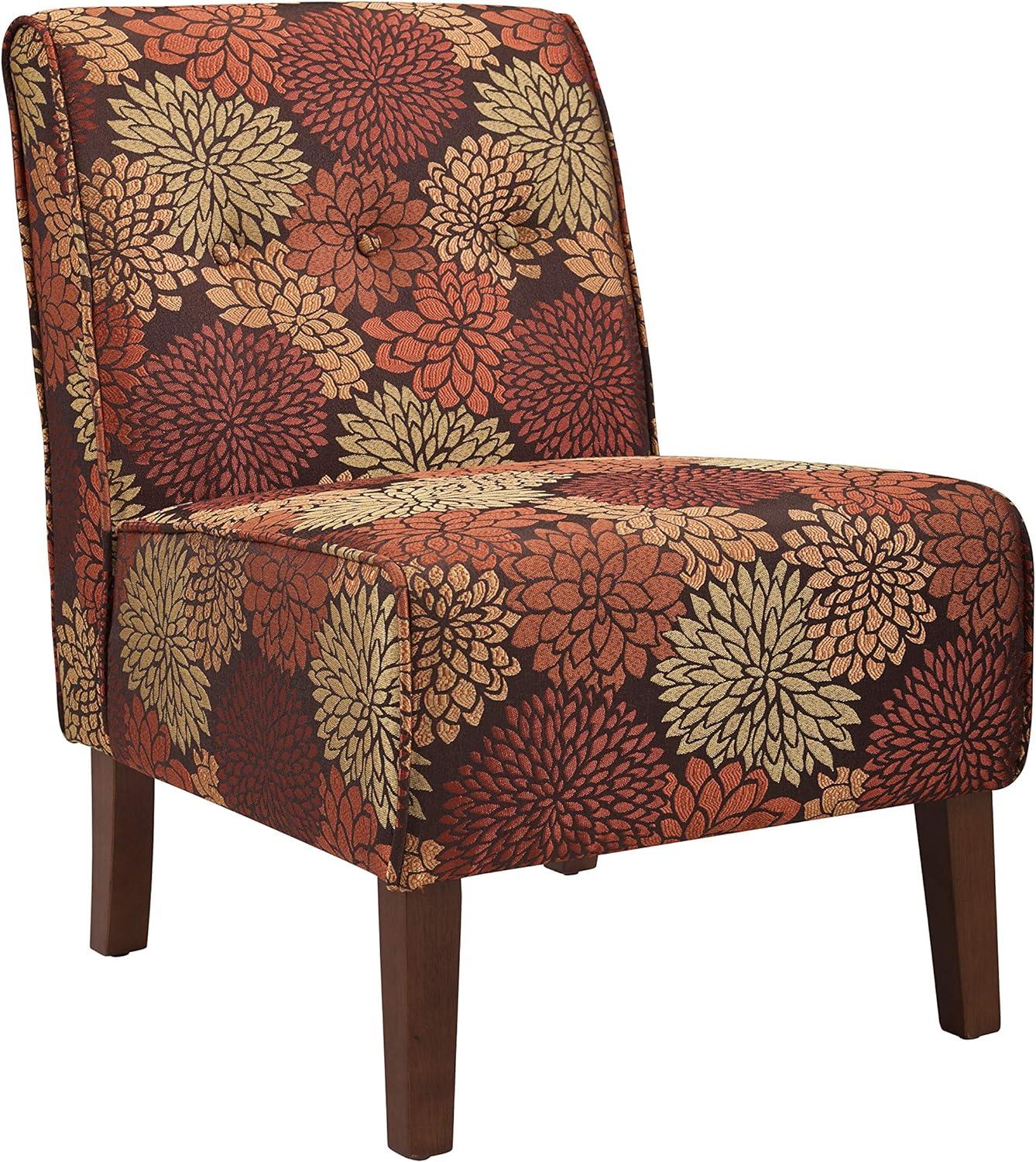 Harvest Floral Wood Slipper Accent Chair