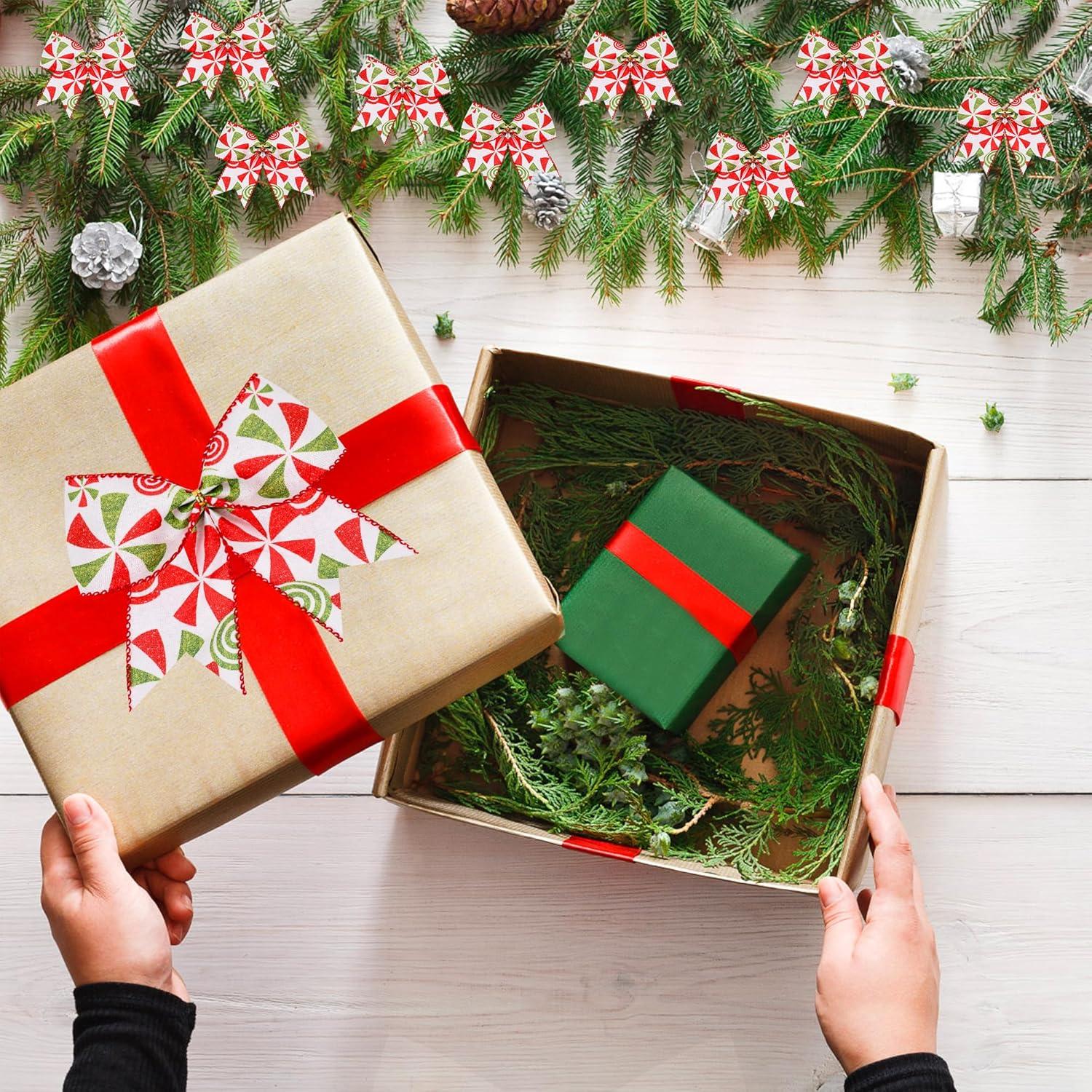 Sandistore Cute Cars 12pcs Christmas Tree Bows Ornaments 6 Inch Large Christmas Wreath Bows Red Green Xmas Tree Bows Christmas Glitter Dot Bows Ribbons Decoration For Garland Diamonds for Crafts