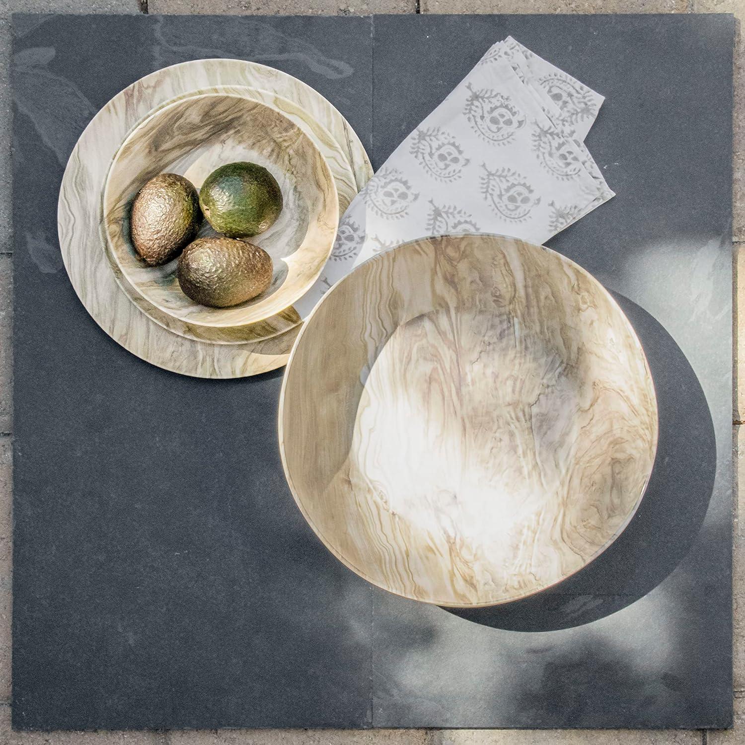 Faux Real Desert Wood Low Bowl, 7.5”, 42-Oz., Planta (Majority Plant Based Melamine Material), Indoor/Outdoor, Set of 6