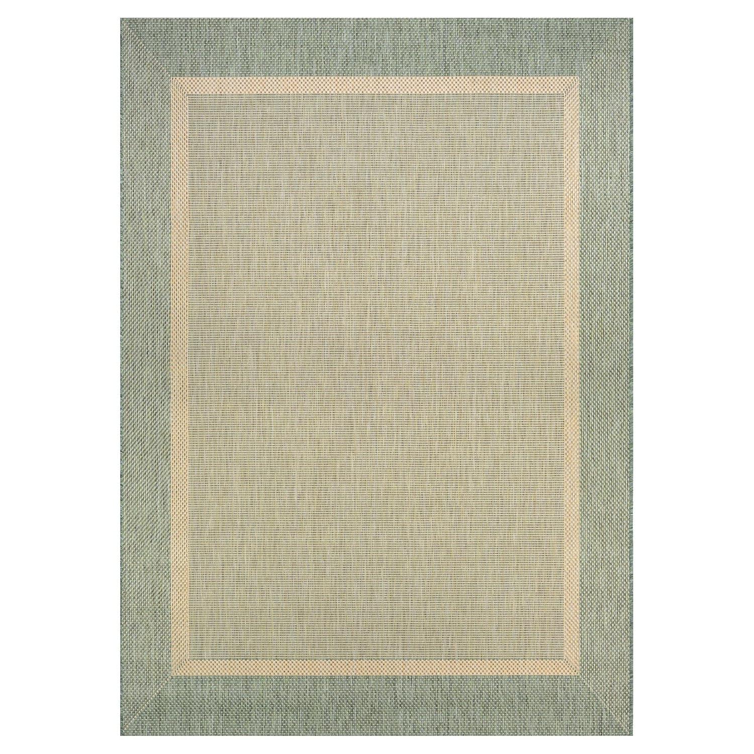 Couristan Recife Outdoor Area Rug - Stria Texture 2' X 3'7" Rectangle in Natural and Green Color, Hose Washable, Pet Friendly, Patio and Home Decor