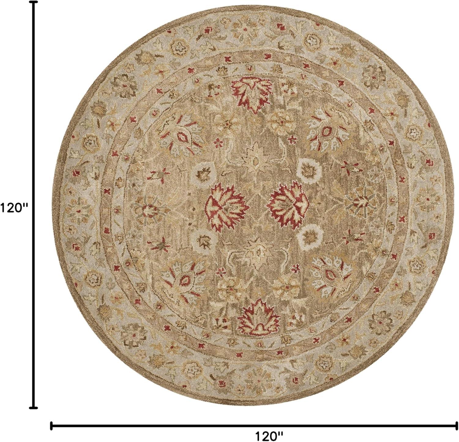 Antiquity AT822 Hand Tufted Area Rug - Grey Blue/Beige - 10' Round - Safavieh.