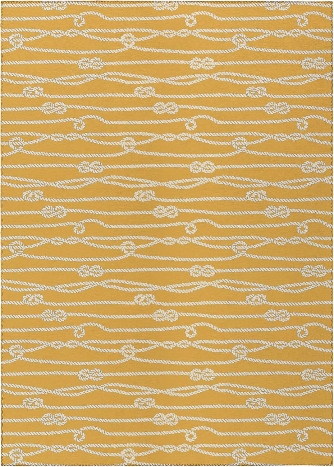 Gilded Yellow and White Flat Woven Chenille 10' x 14' Rug