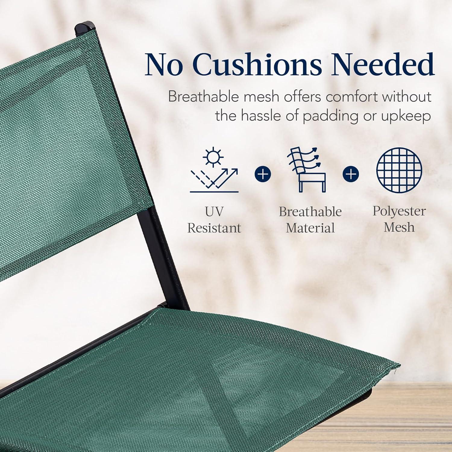 Best Choice Products 3-Piece Patio Bistro Dining Furniture Set w/ Glass Tabletop, Folding Chairs - Dark Green