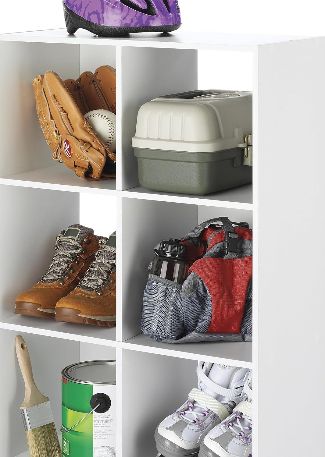 White 6-Cube Organizer with Shelves and Back Panels