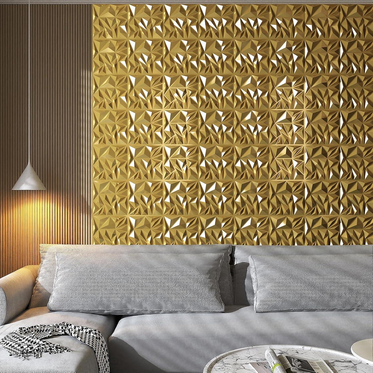 HD FLOORING, INC. Art3d 33-Pack 3D Wall Panels For Interior Wall Decor, Diamond Textured Feature Wall Paneling For Gaming Living Room TV Wall Background Accent Wall