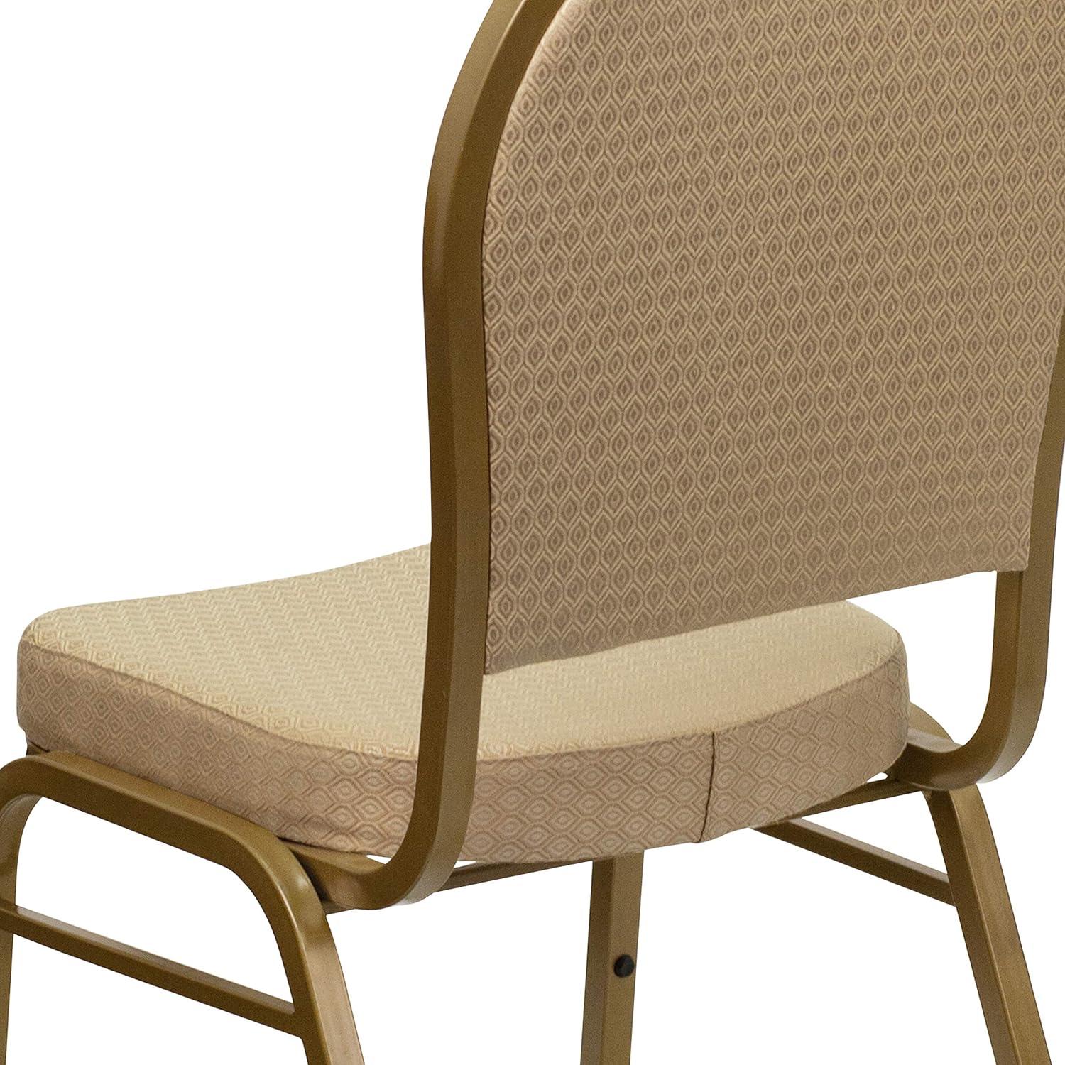 Beige Patterned Fabric Dome Back Stacking Banquet Chair