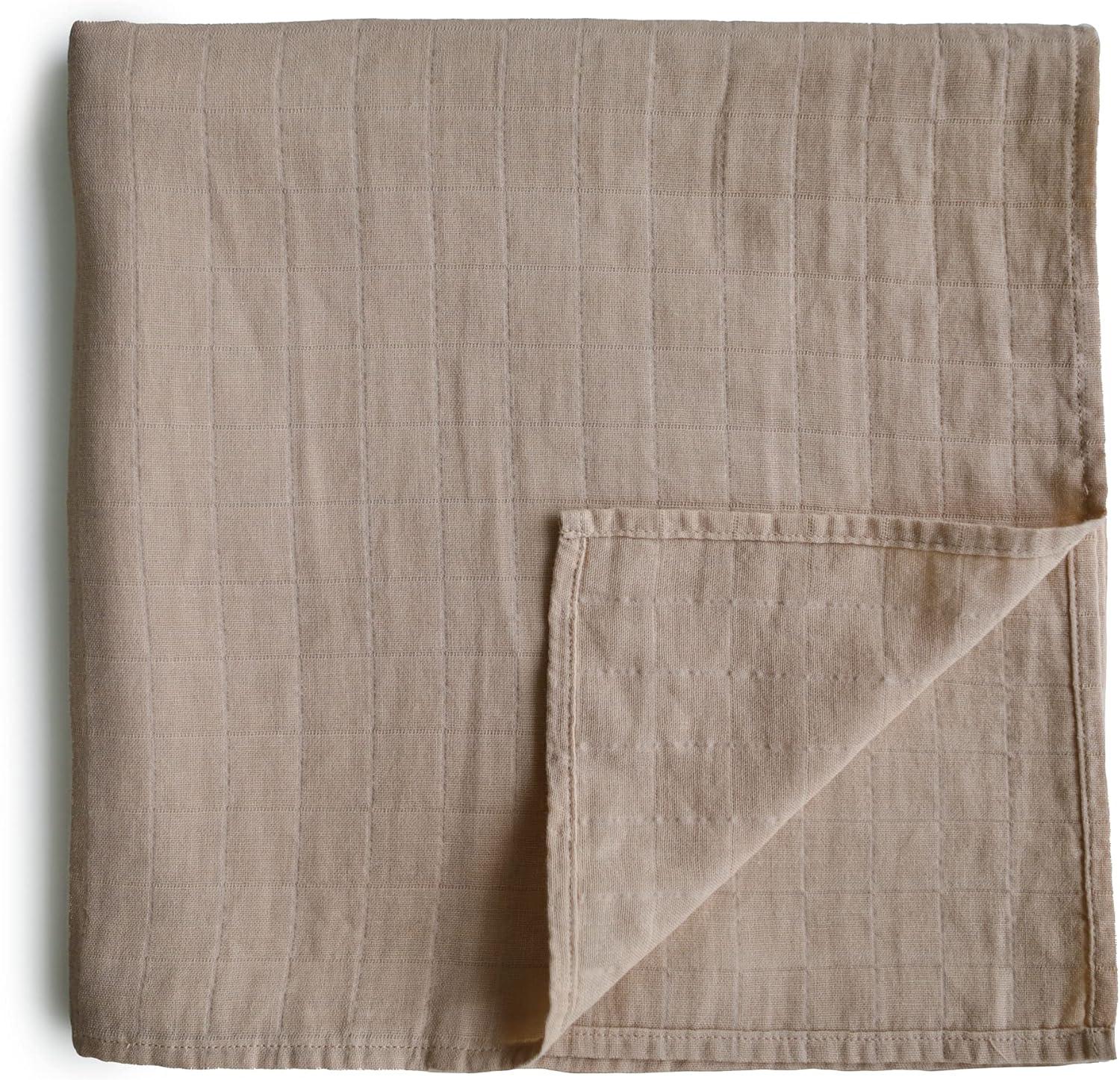 Organic Cotton Muslin Swaddle Blanket Natural One Size