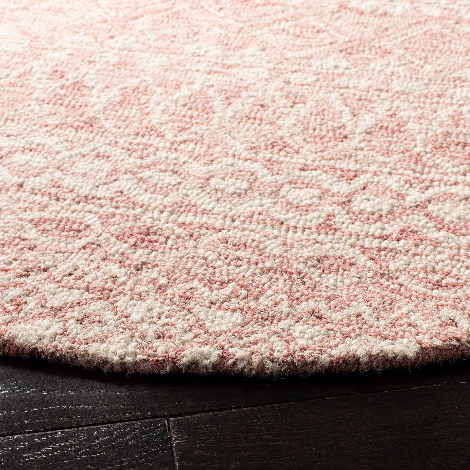 Micro-Loop MLP502 Hand Tufted Indoor Area Rug - Pink/Ivory - 5' Round - Safavieh
