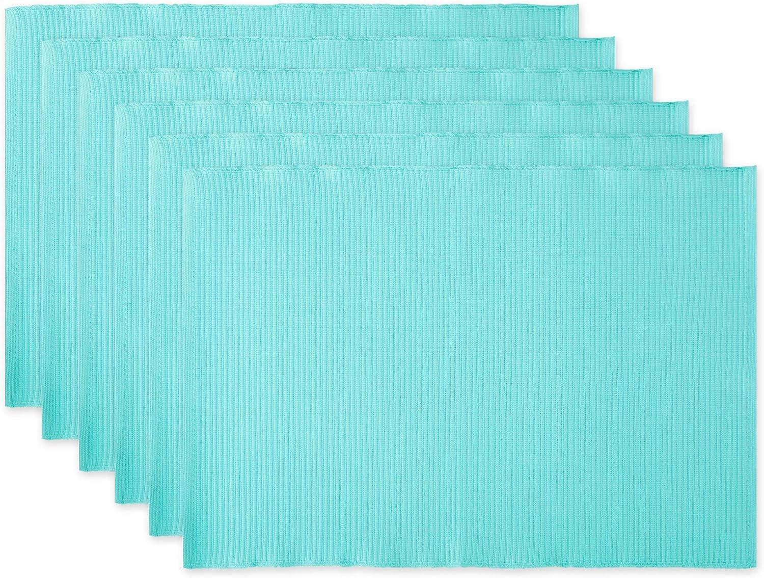 DII Modern Style Cotton Ribbed Placemat in Aqua Blue (Set of 6)