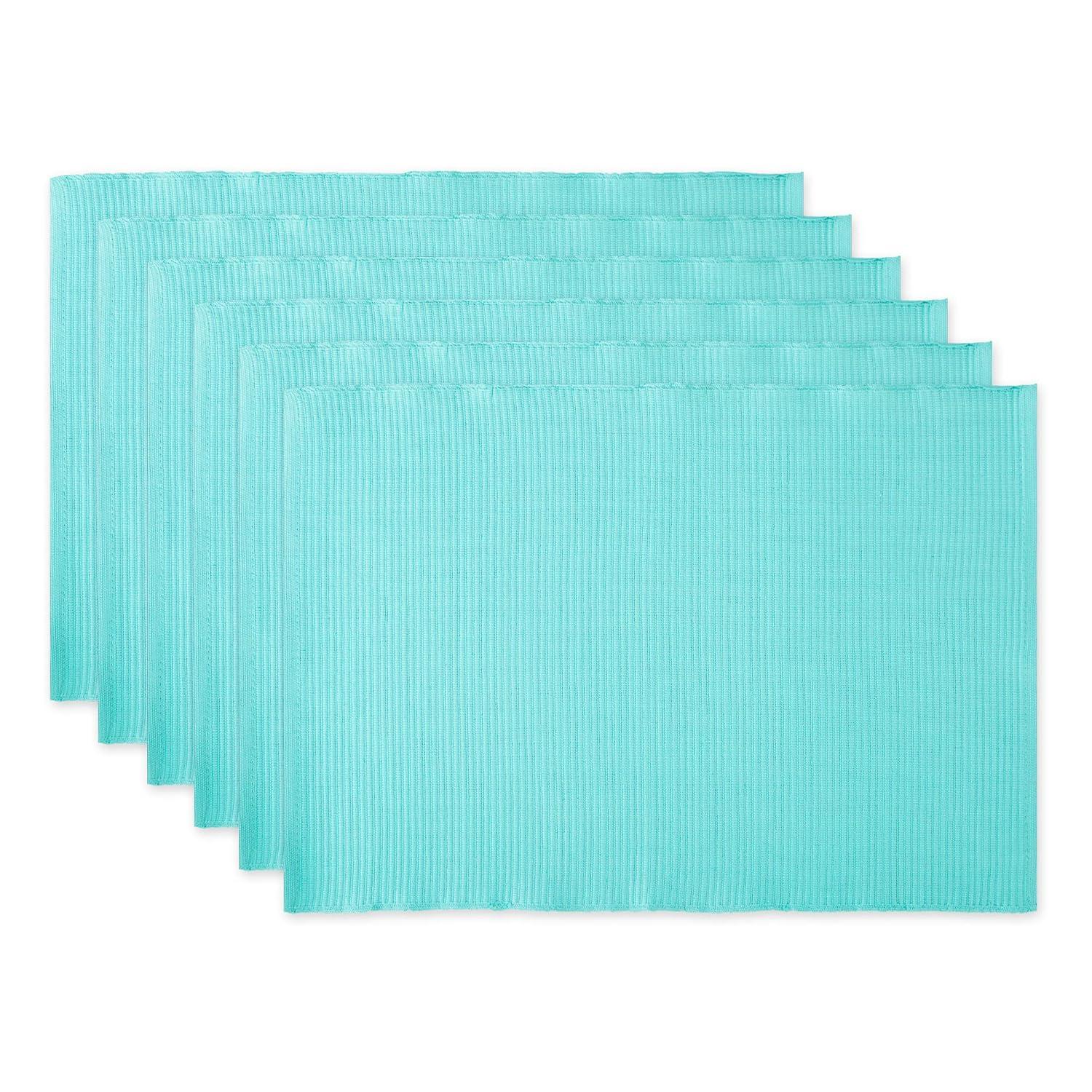 DII Modern Style Cotton Ribbed Placemat in Aqua Blue (Set of 6)